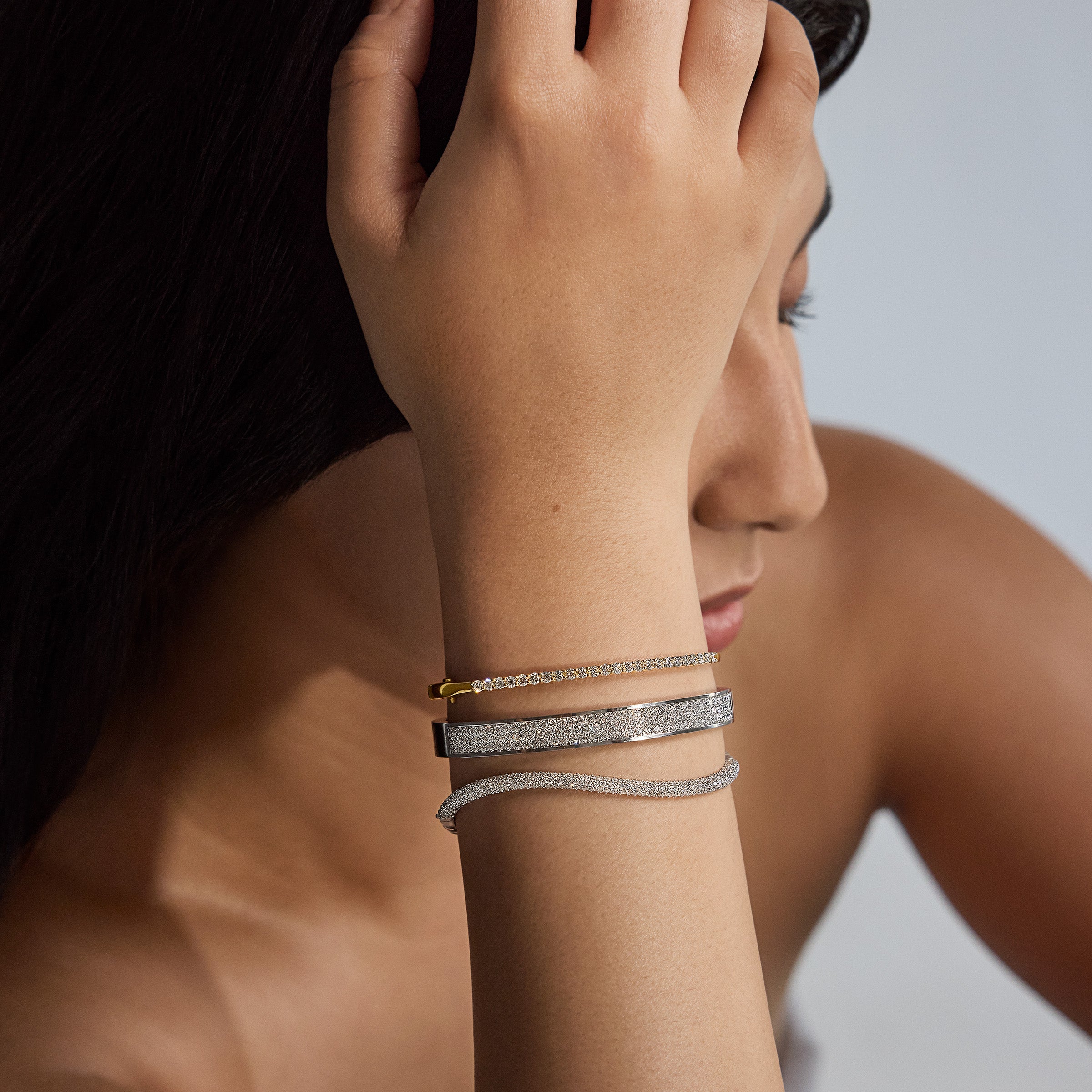 Precision Diamond Bangle in 18 Karat Gold
