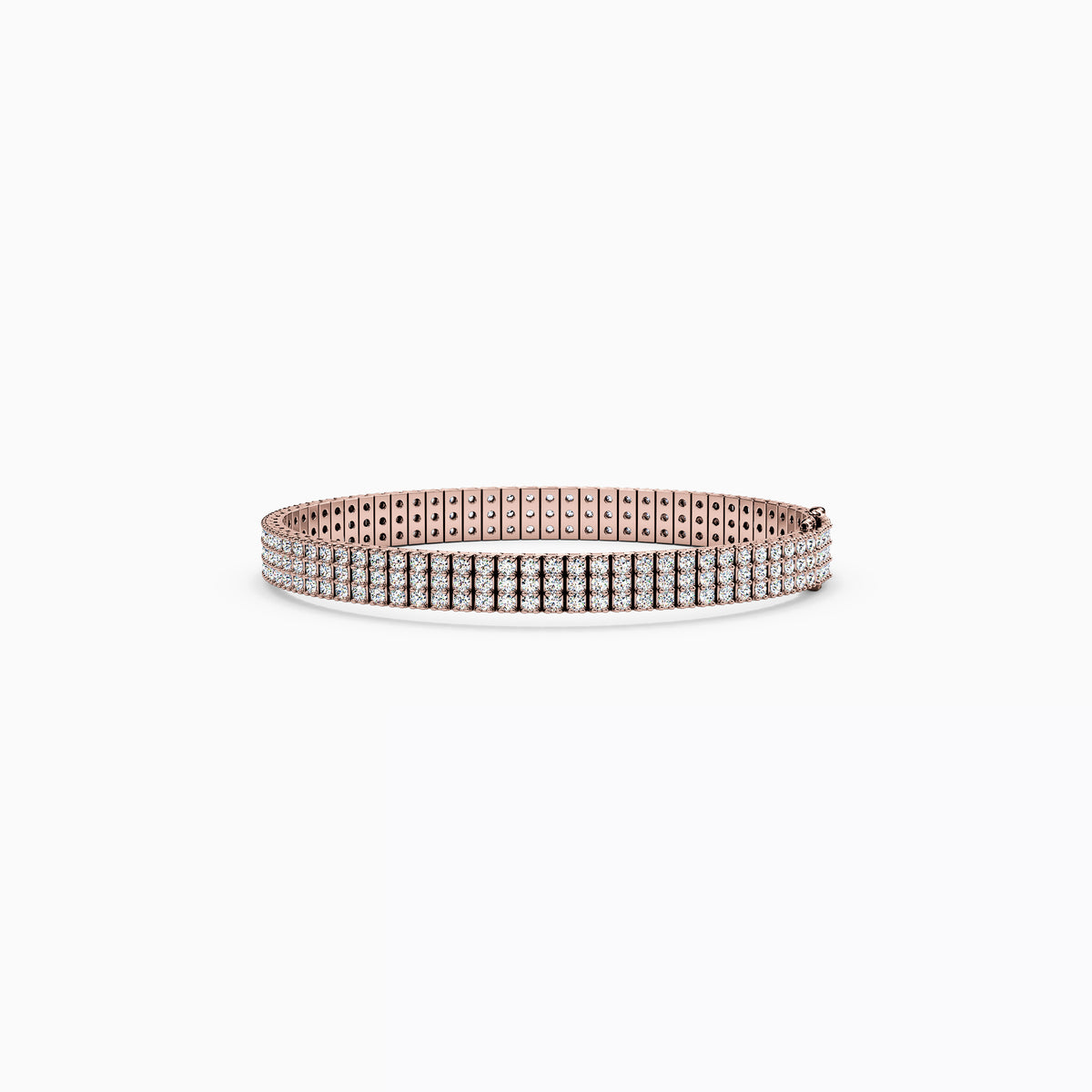 Bracelet tennis à trois rangs de griffes partagées en or 14 carats avec diamants