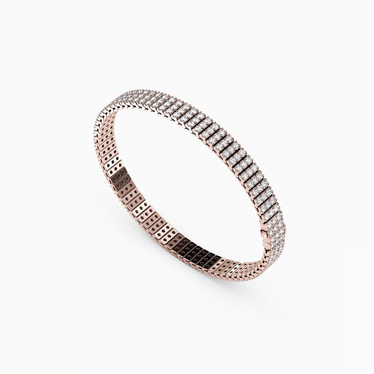 Bracelet tennis à trois rangs de griffes partagées en or 14 carats avec diamants