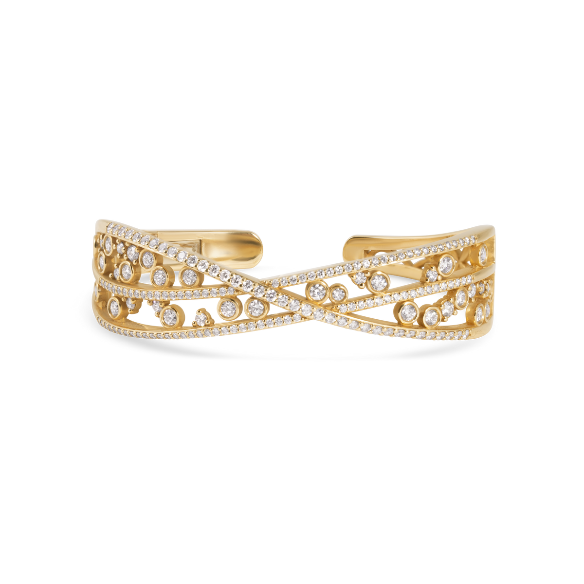 Bezel-Set Cuff Bracelet | Yellow Gold & Diamonds