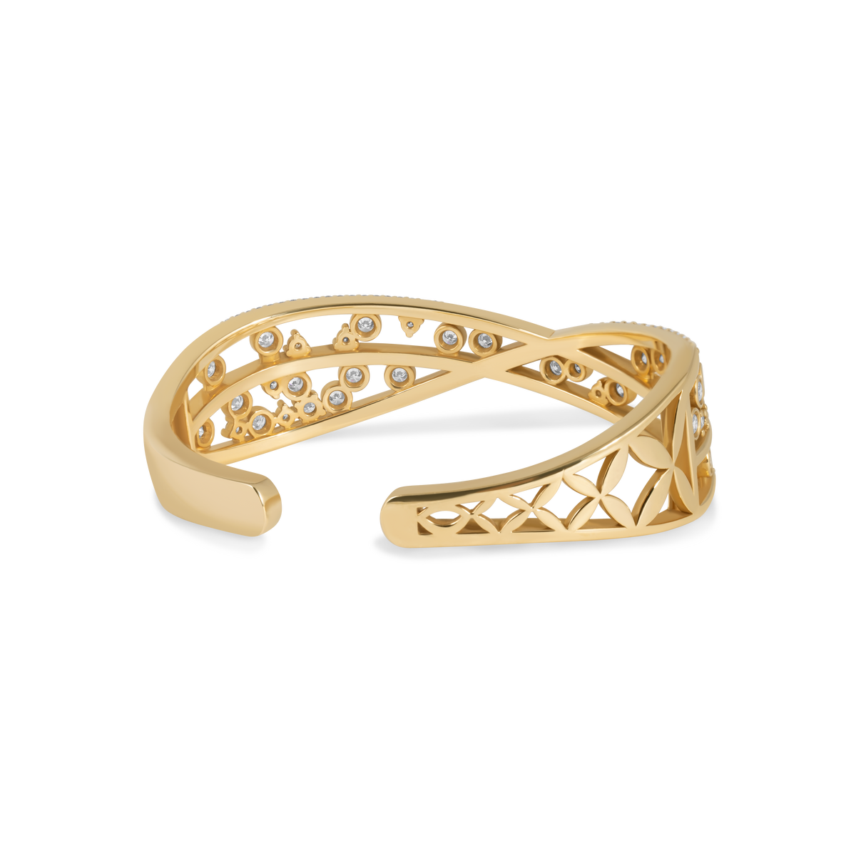 Bezel-Set Cuff Bracelet | Yellow Gold & Diamonds