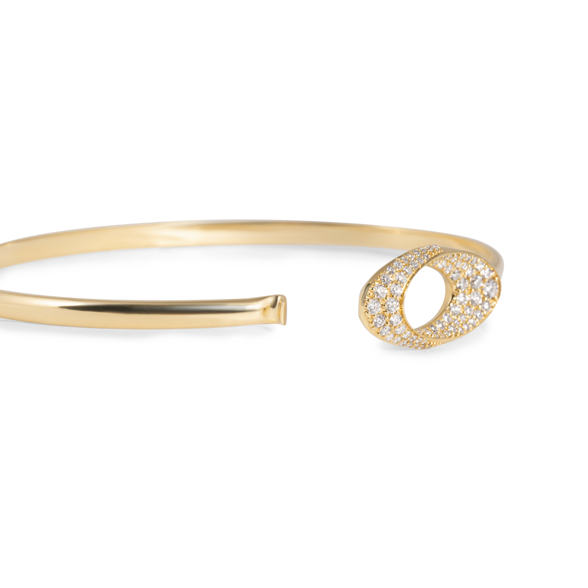 Pavé Oval Loop Flexible Bracelet | Yellow Gold and Diamonds