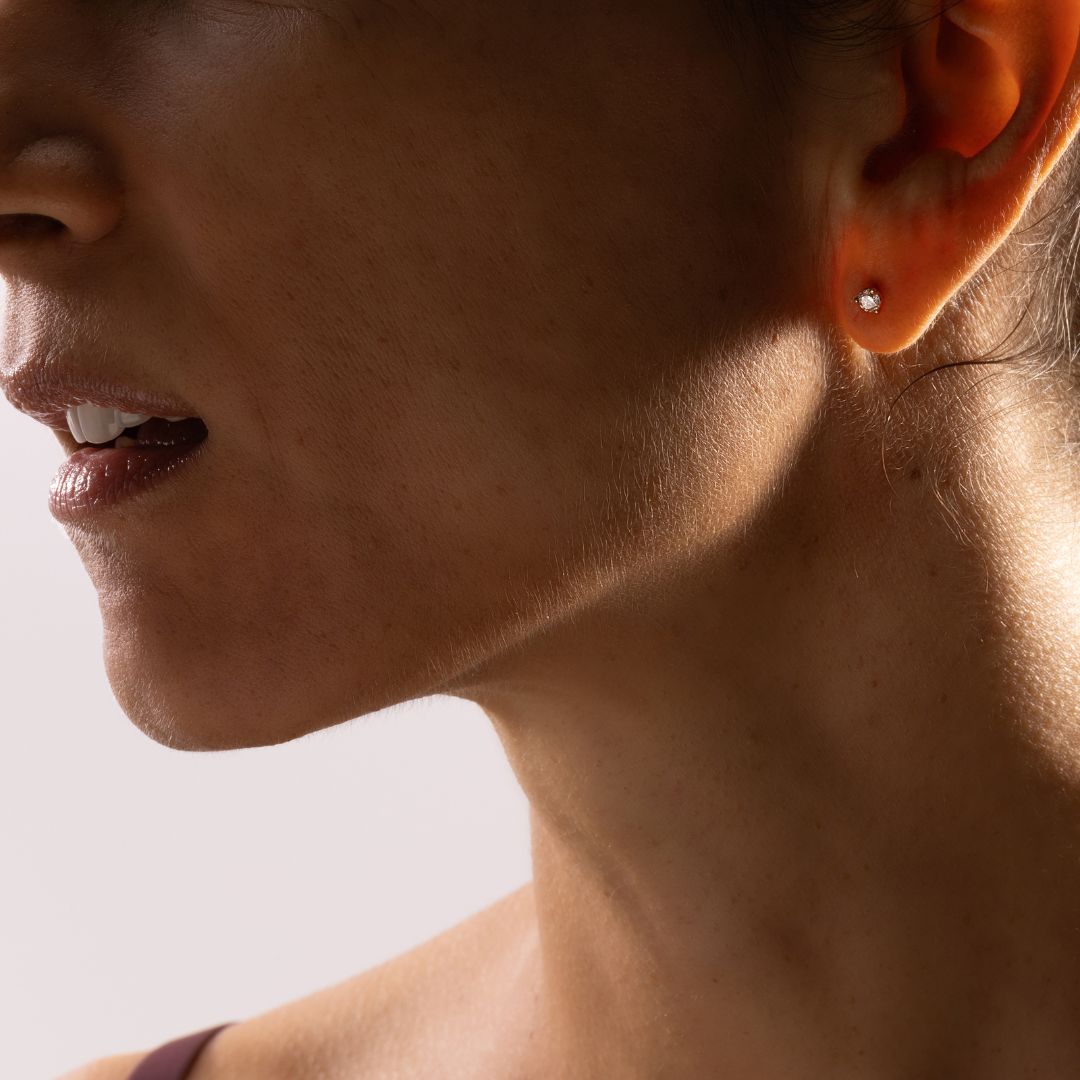 Boucles d'oreilles solitaire diamant rond à 3 griffes | Or 14 carats