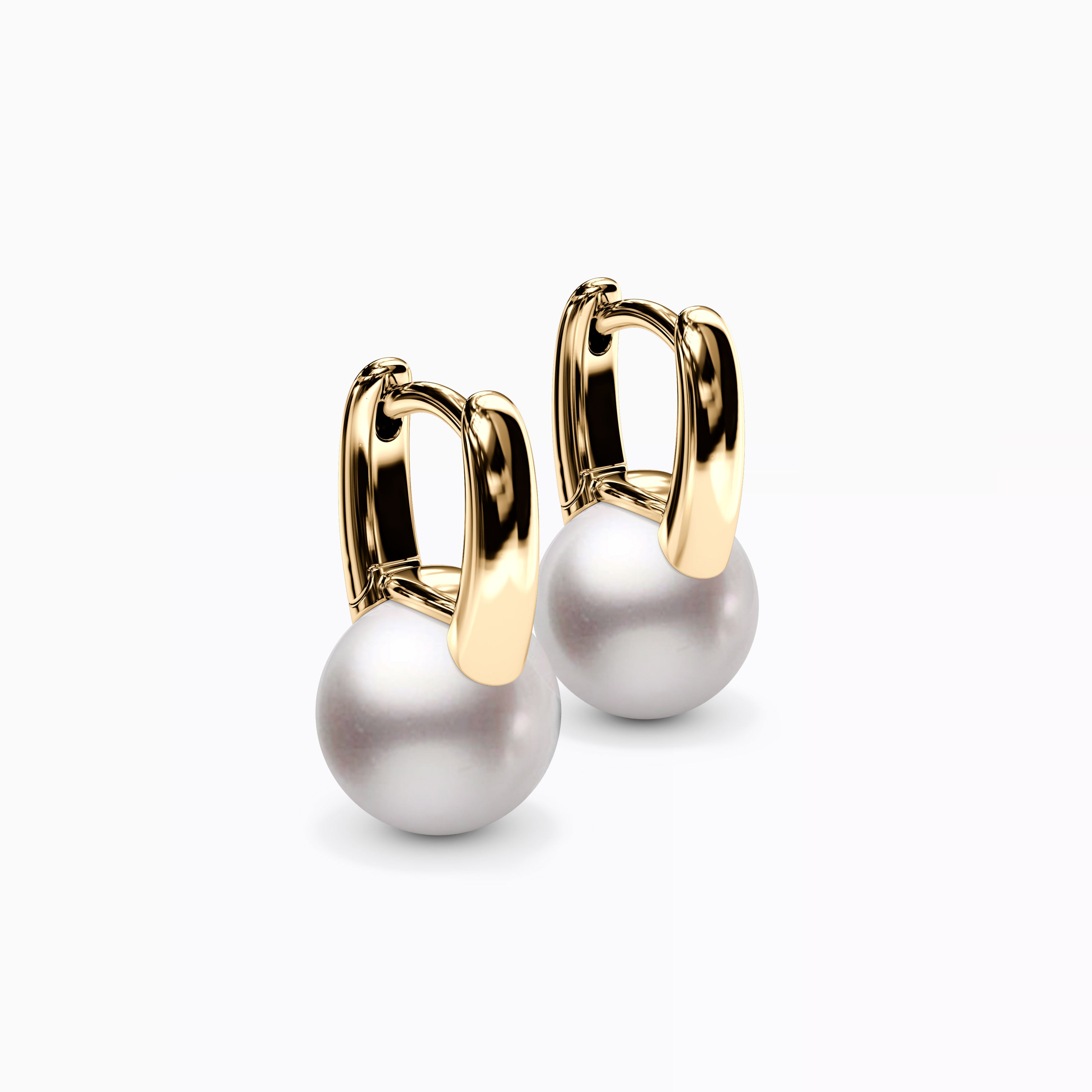 Huggie Hoop Akoya Pearl Earrings | 14K Gold