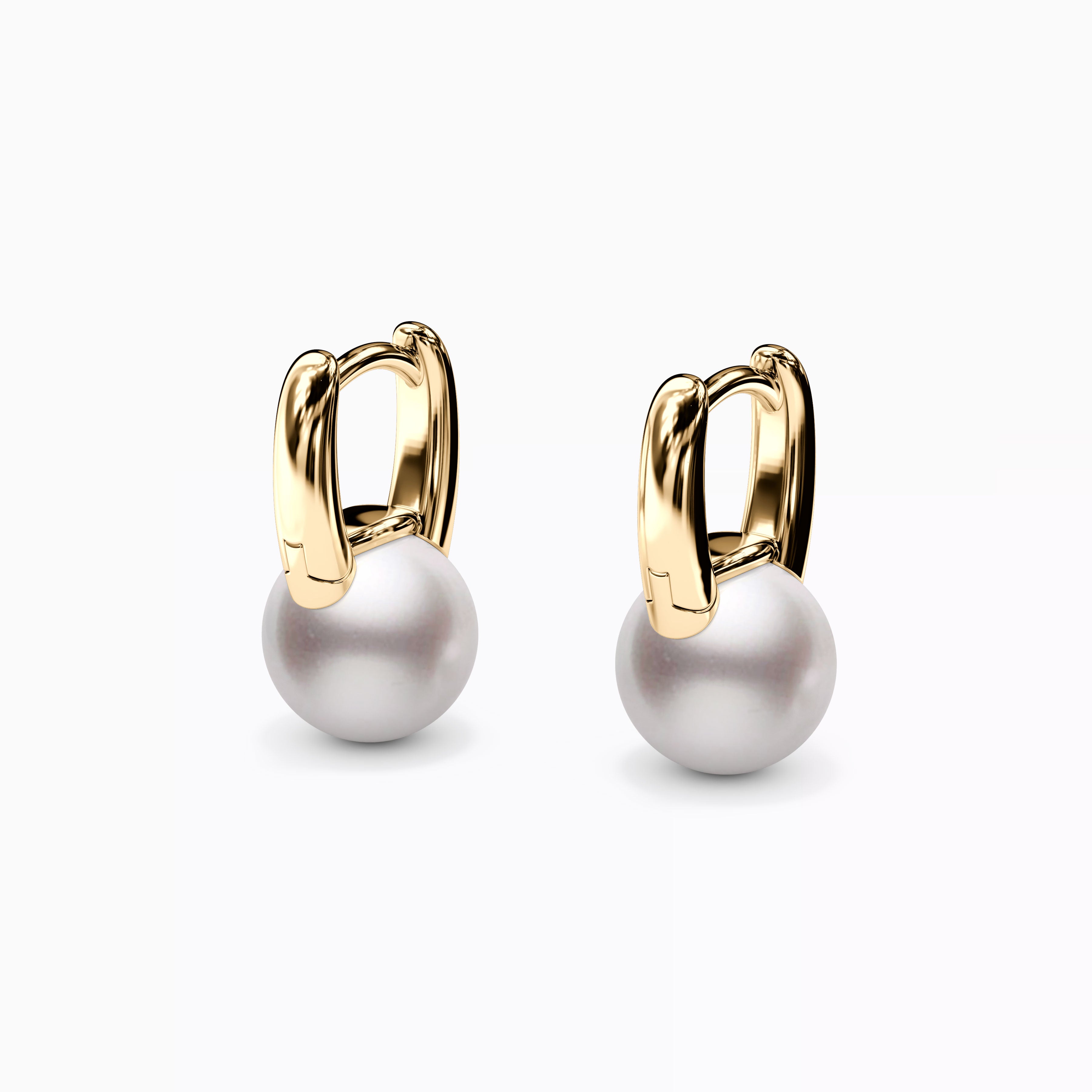 Huggie Hoop Akoya Pearl Earrings | 14K Gold