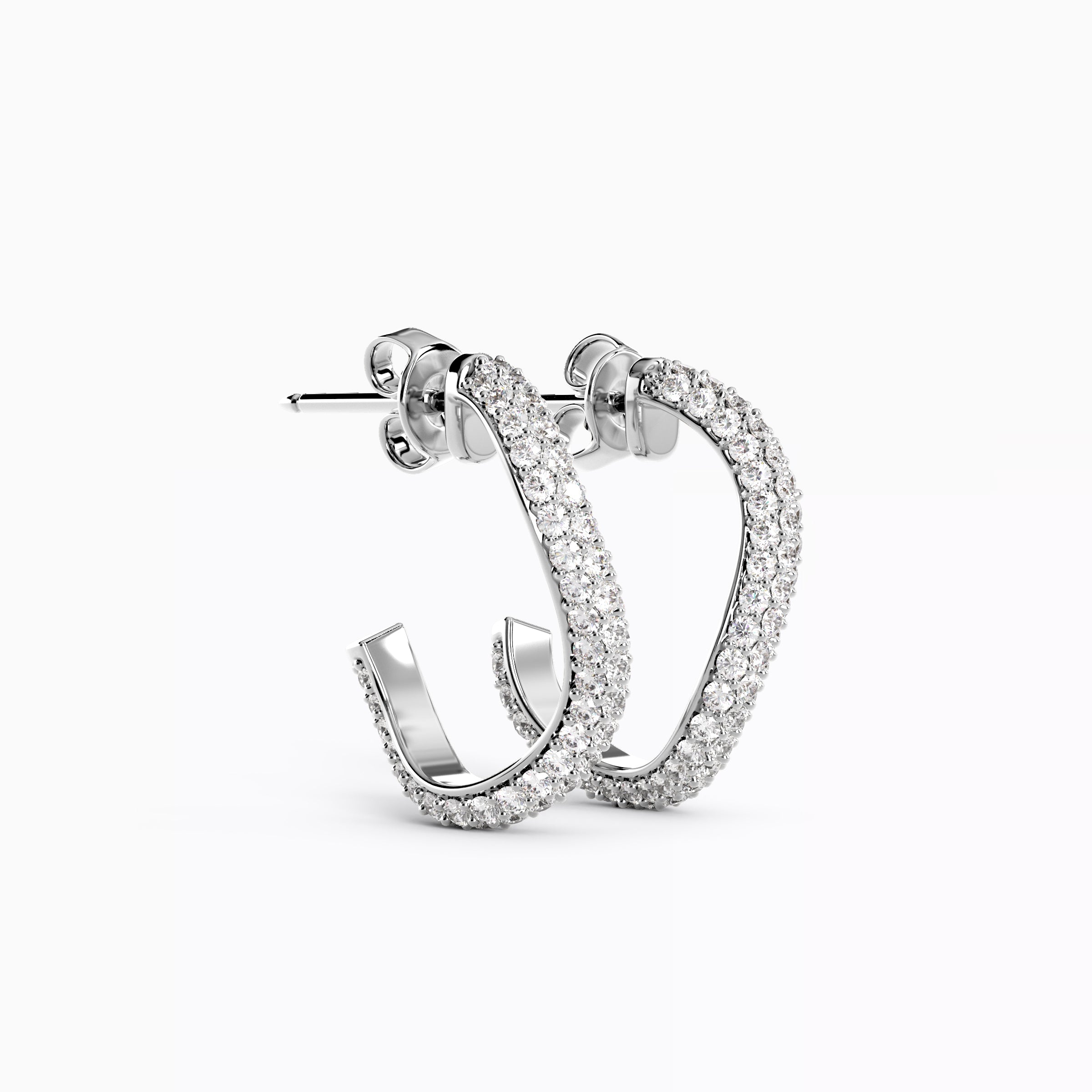 Boucles d'oreilles créoles ouvertes serties de diamants | Or 18 carats