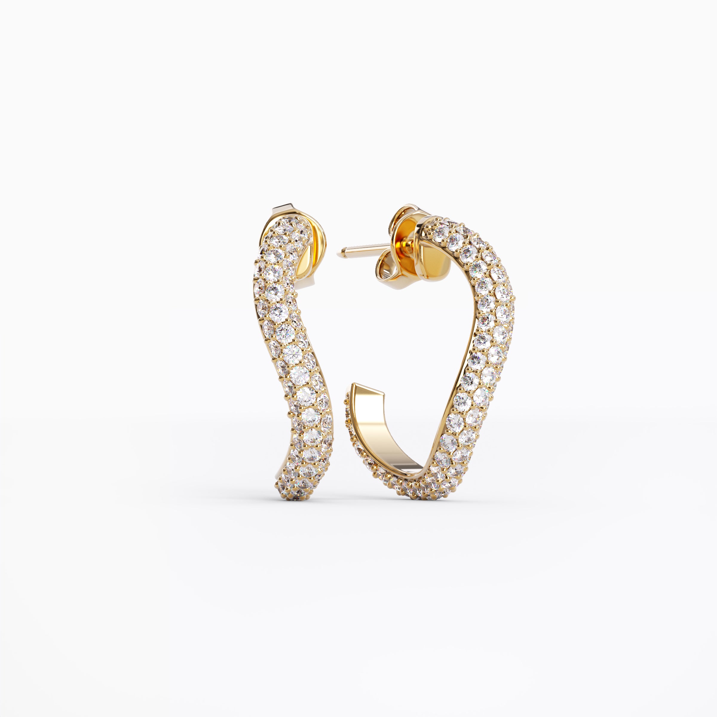 Boucles d'oreilles créoles ouvertes serties de diamants | Or 18 carats