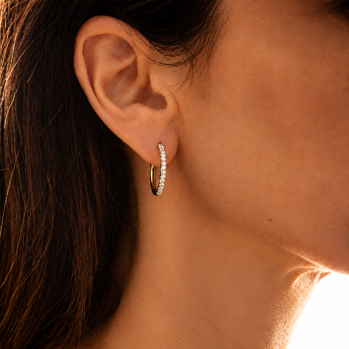 Diamond Half-Eternity Hoop Earrings