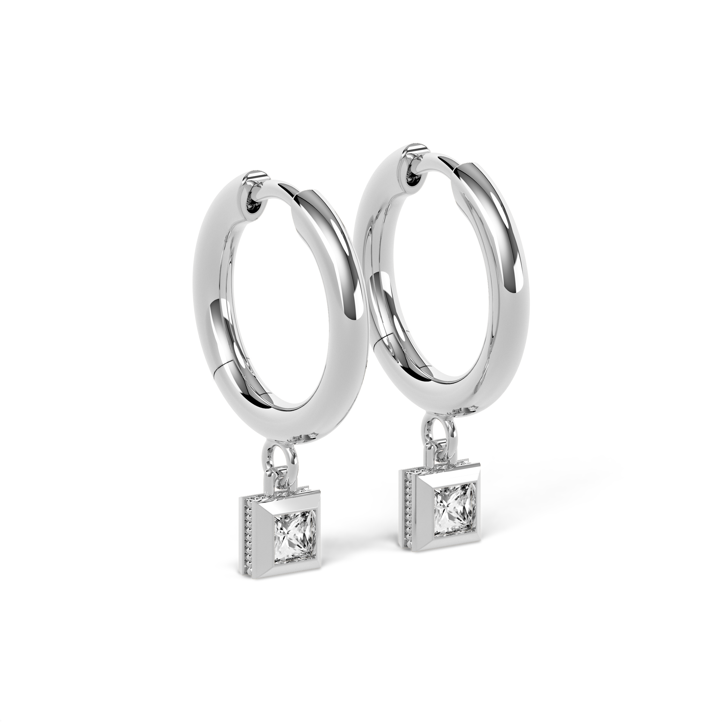 Diamond stud hoop earrings | Platinum
