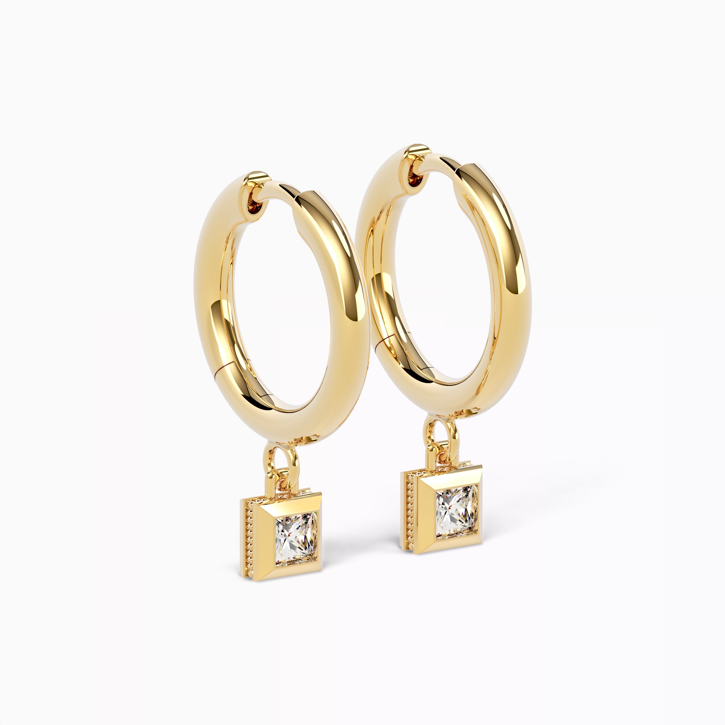 Diamond stud hoop earrings 18K Gold
