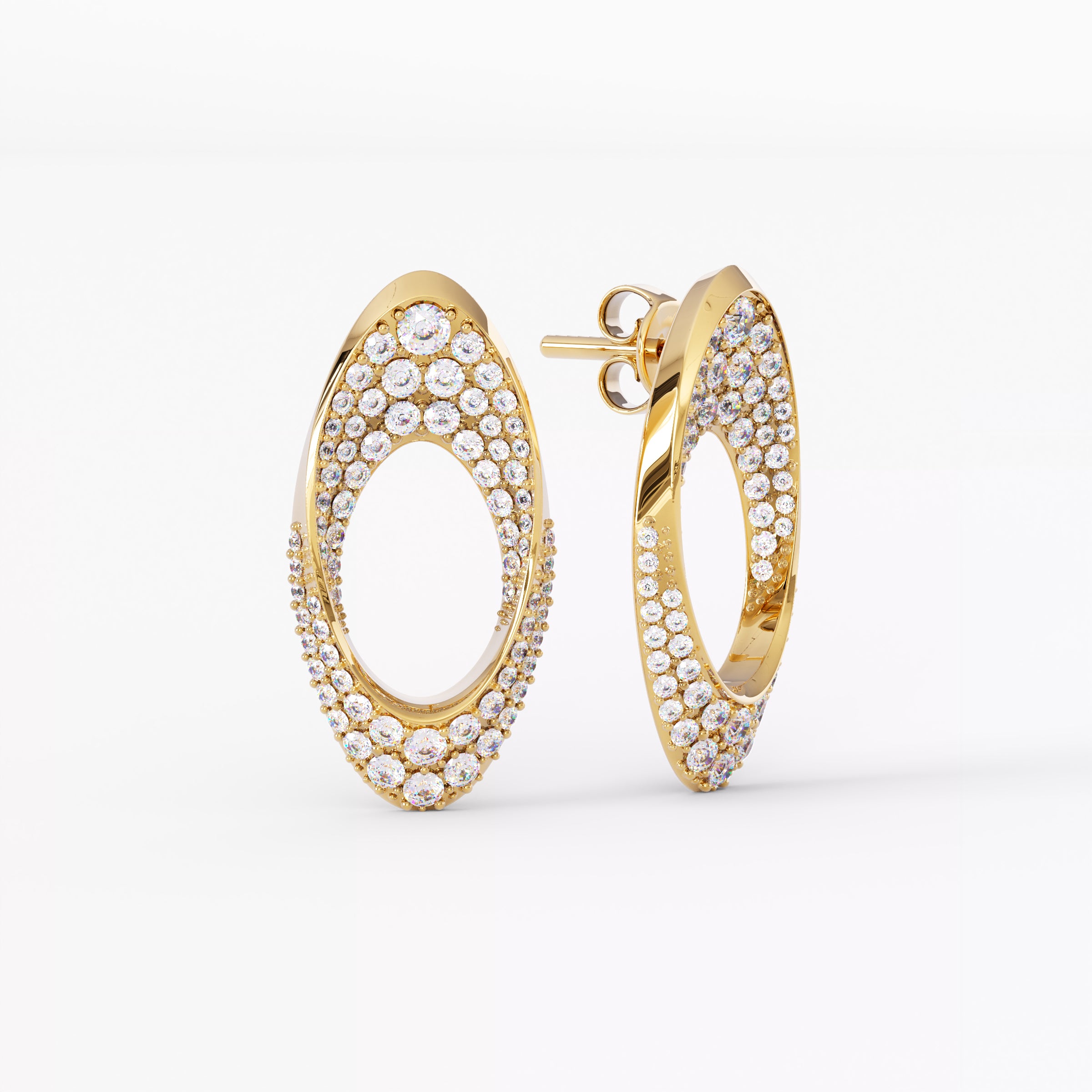 Boucles d'oreilles serties de diamants Swiss-Timepiece | Or 18 carats