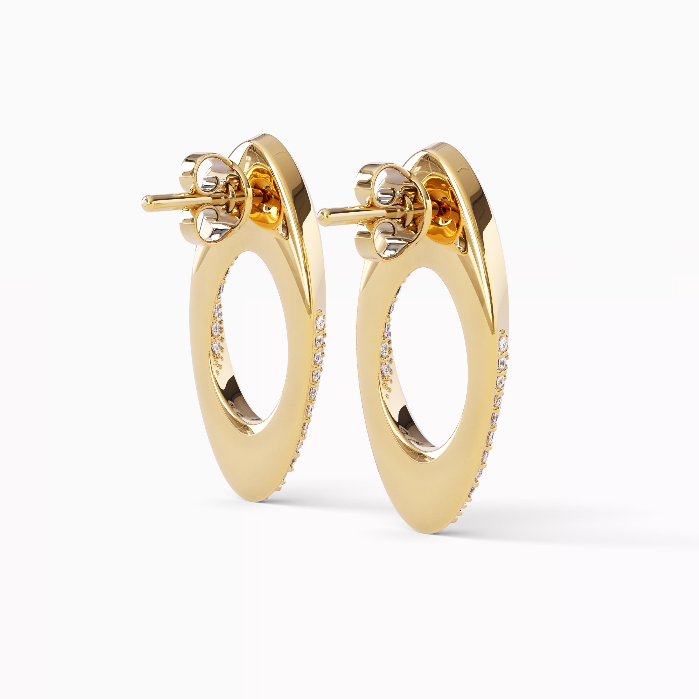 Boucles d'oreilles serties de diamants Swiss-Timepiece | Or 18 carats