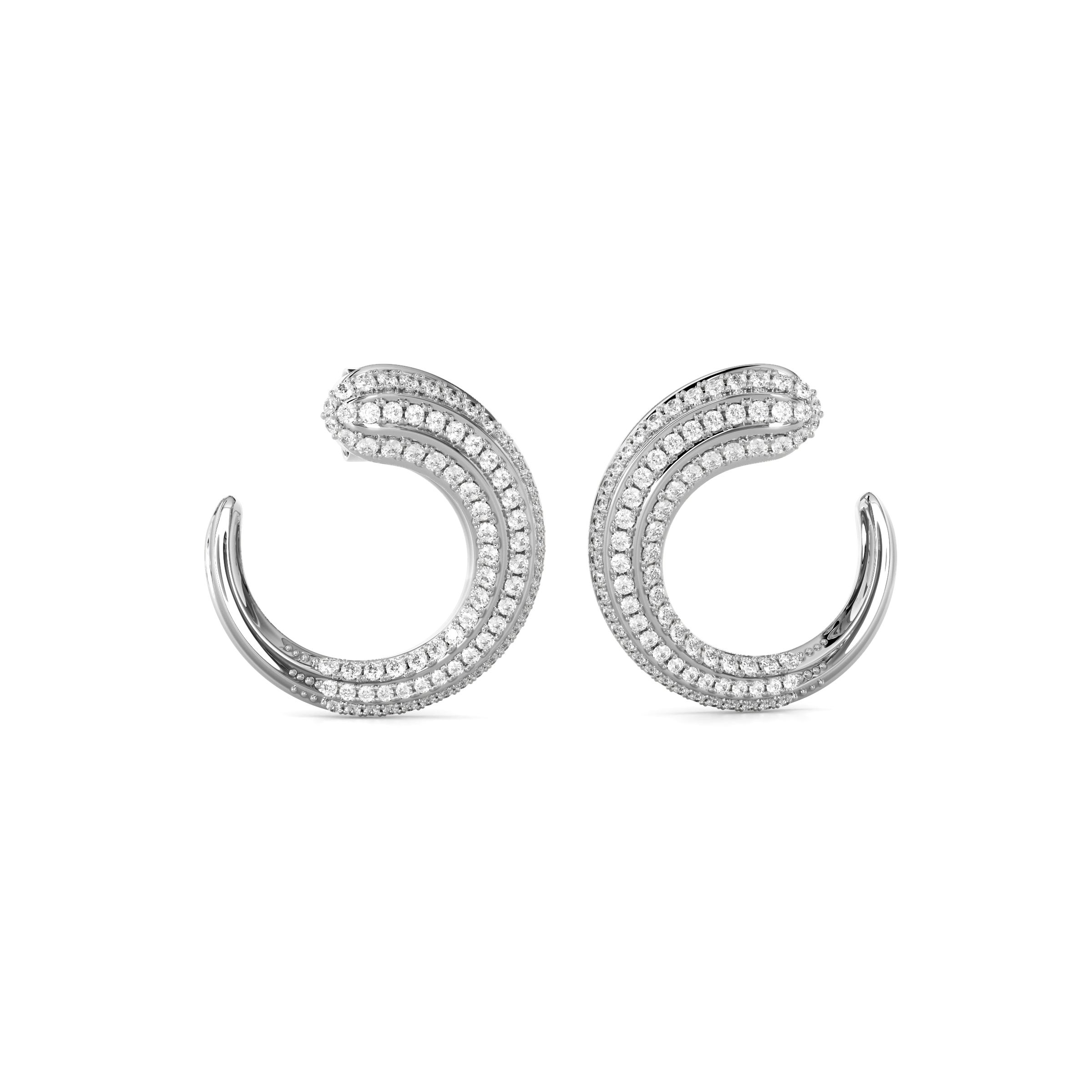 Boucles d'oreilles créoles en diamants | Platine