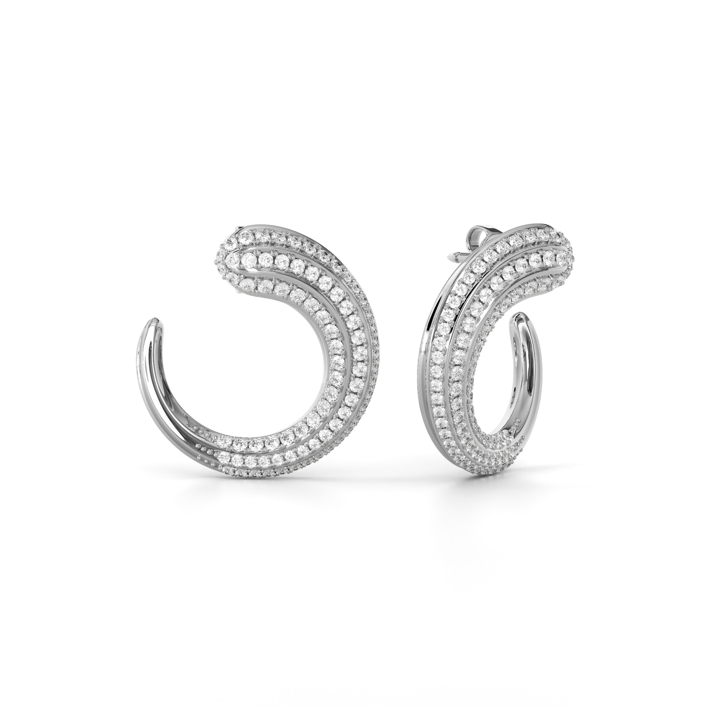Boucles d'oreilles créoles en diamants | Platine