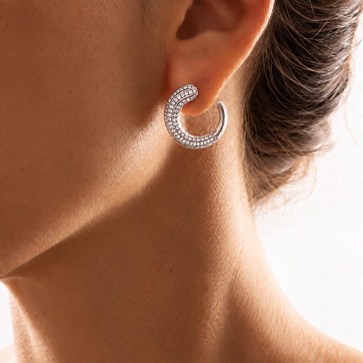 Diamond hoop earrings | Platinum