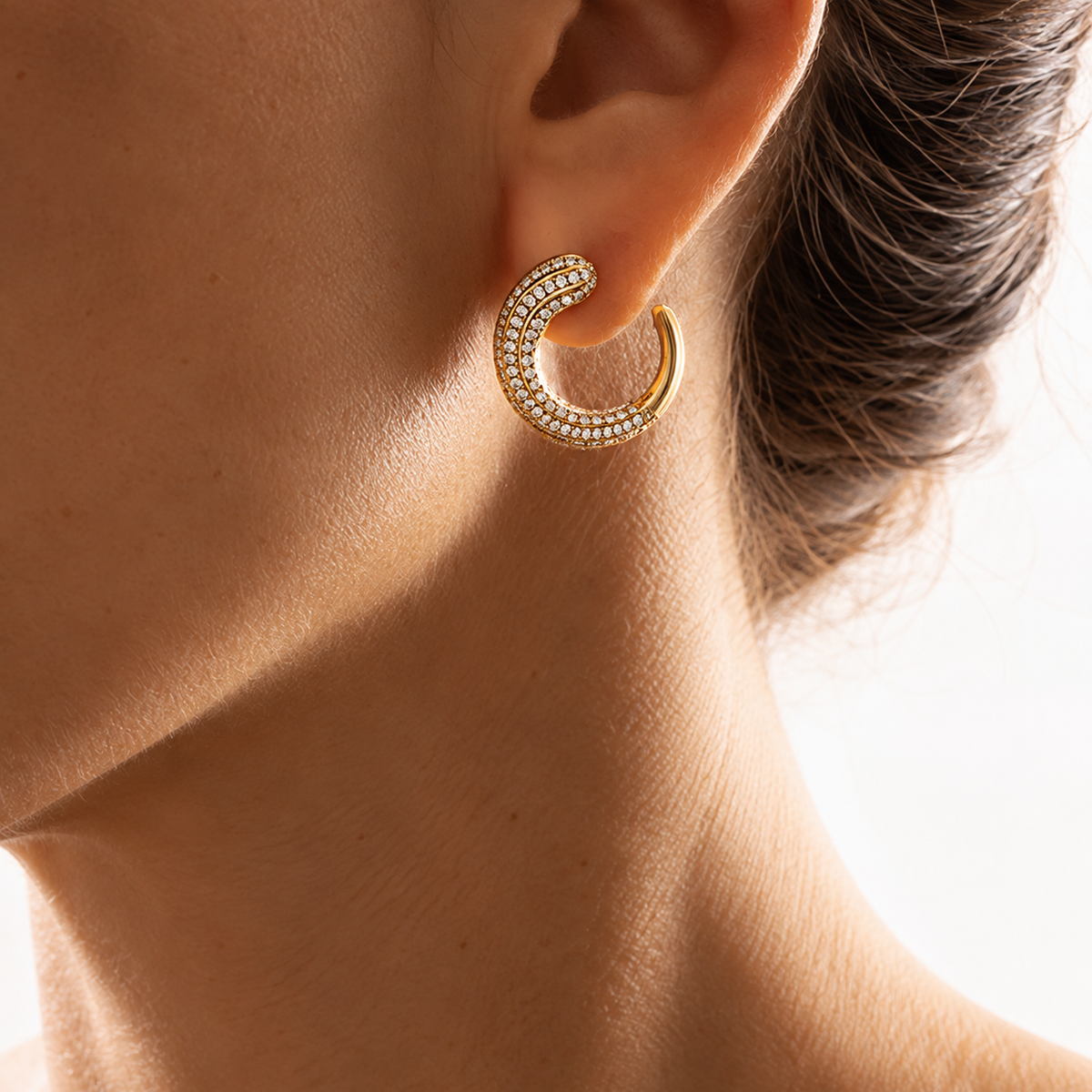 Diamond hoop earrings | 18K Gold