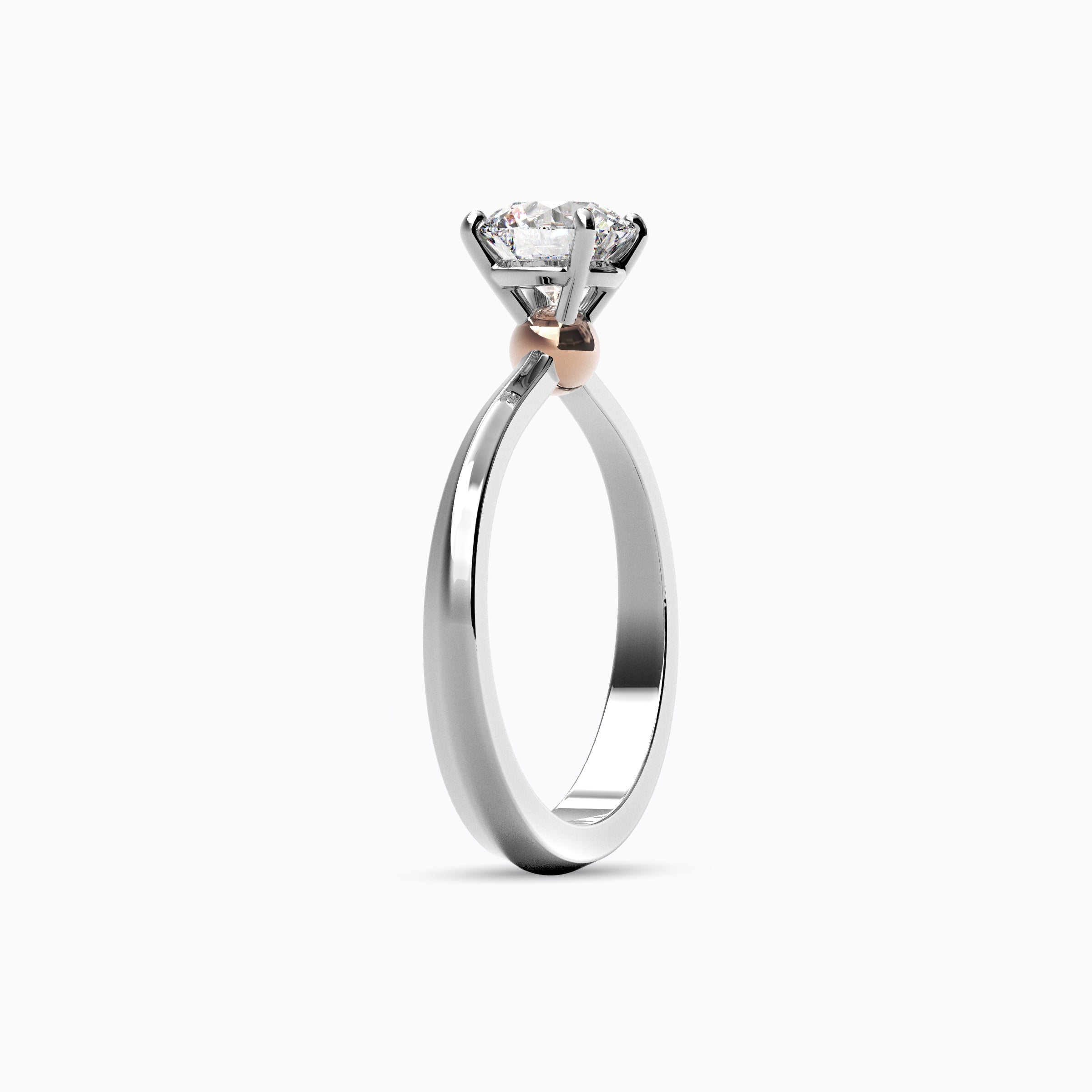 Bague de fiançailles sphérique en or rose 18 carats et platine