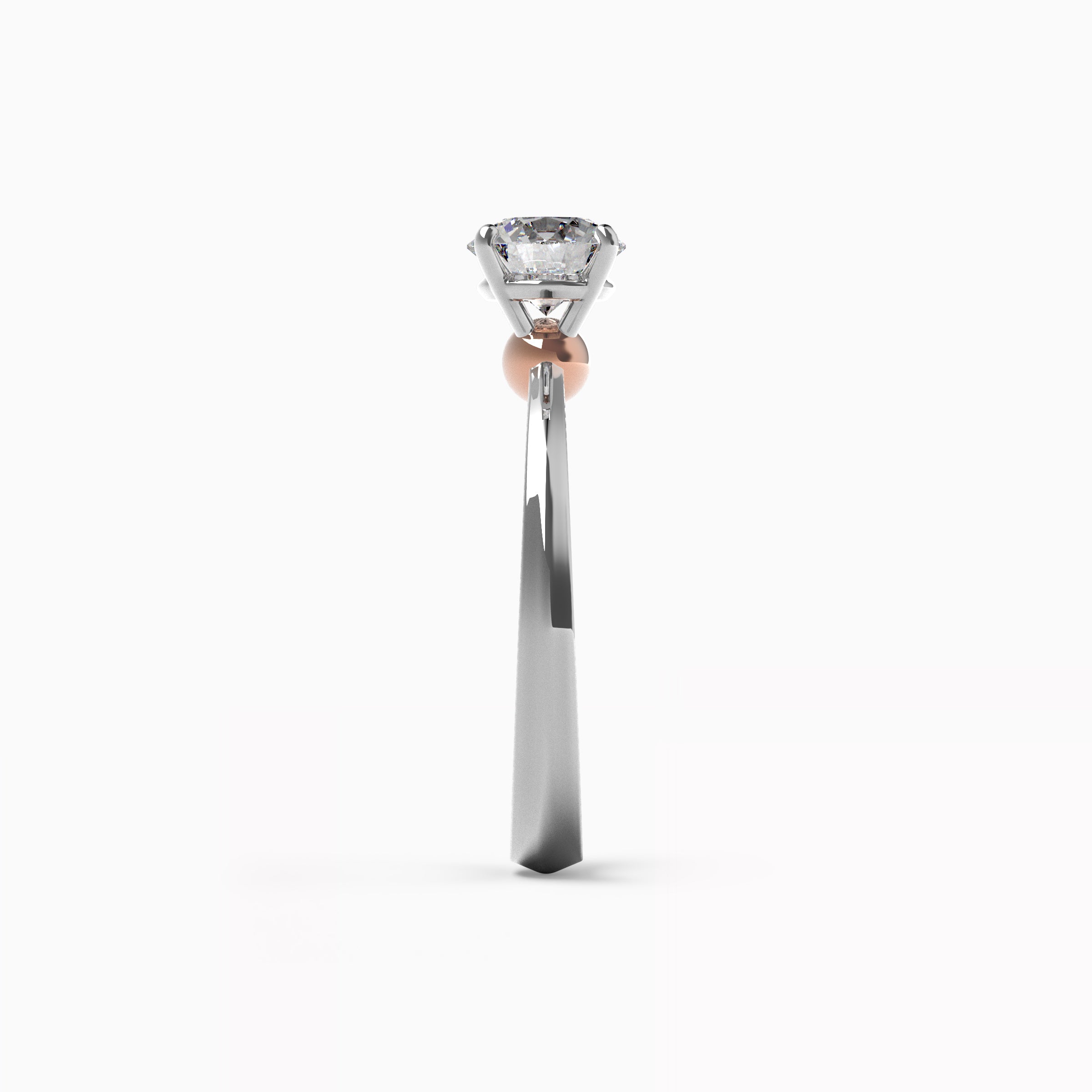 Bague de fiançailles sphérique en or rose 18 carats et platine