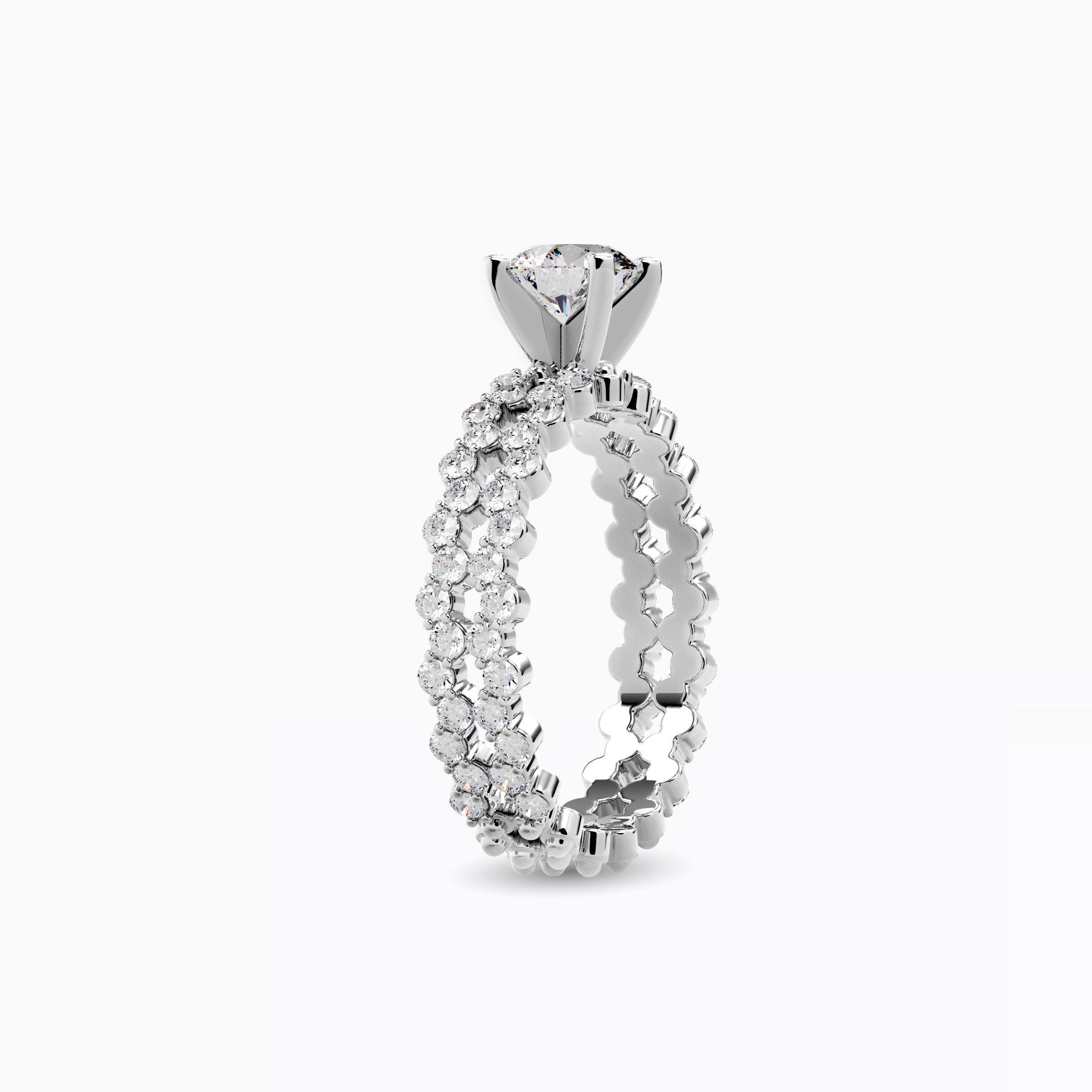Aysmmetric Solitaire Engagement Ring in Platinum with Diamonds
