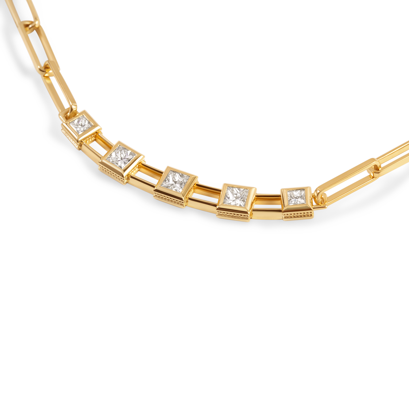 Collier trombone en or 18 carats et diamants