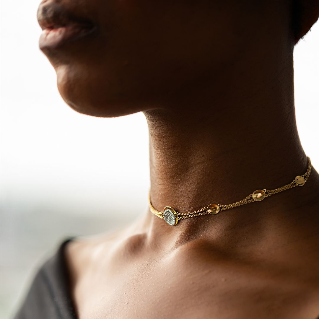 Collier ras-de-cou Cellular Radiance | Or 18 carats et platine