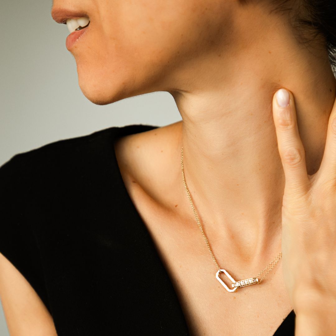 Collier à maillons sertis de diamants en or 18 carats