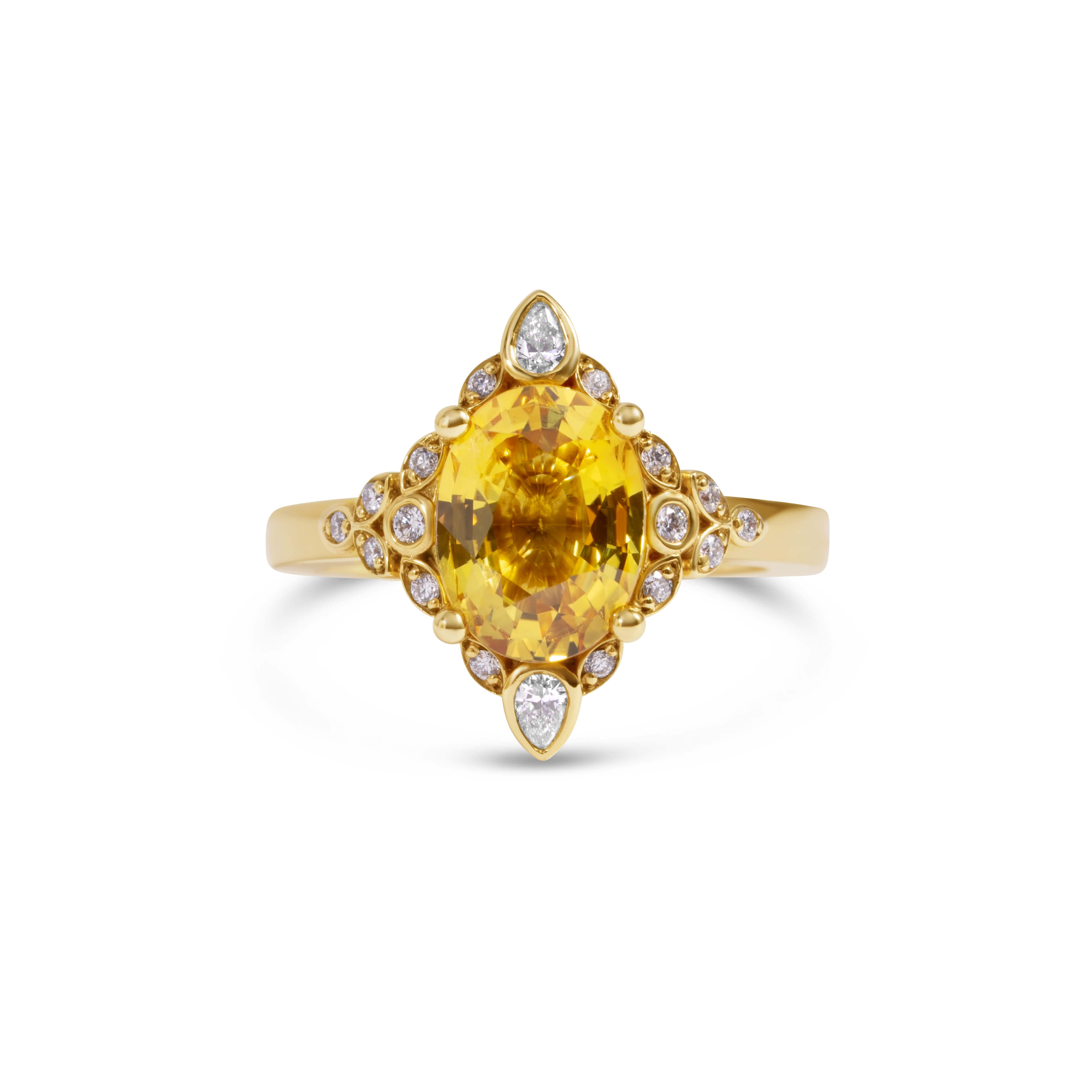 Yellow Sapphire & Diamond Ring | 14K Gold