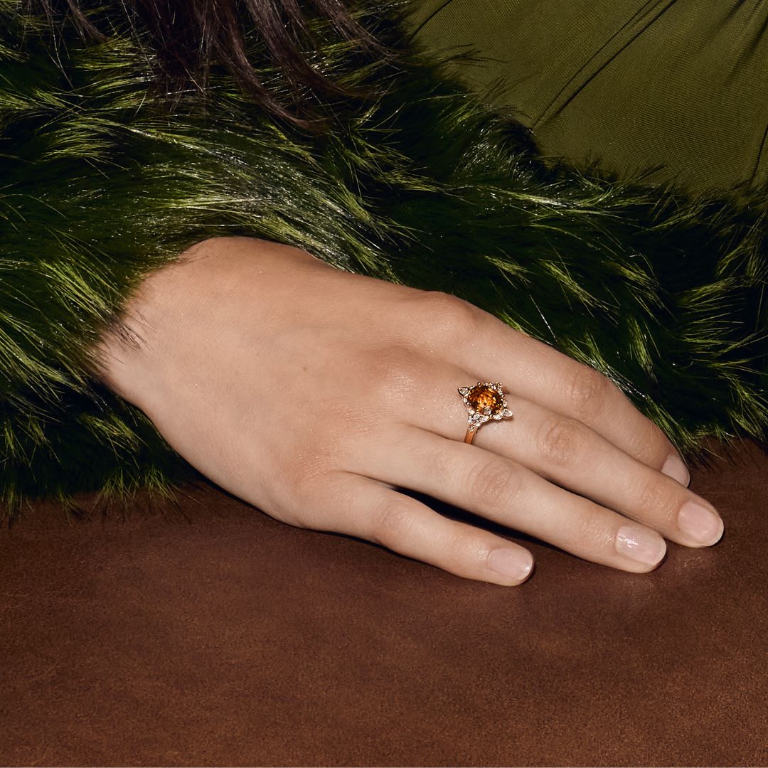 Yellow Sapphire & Diamond Ring | 14K Gold
