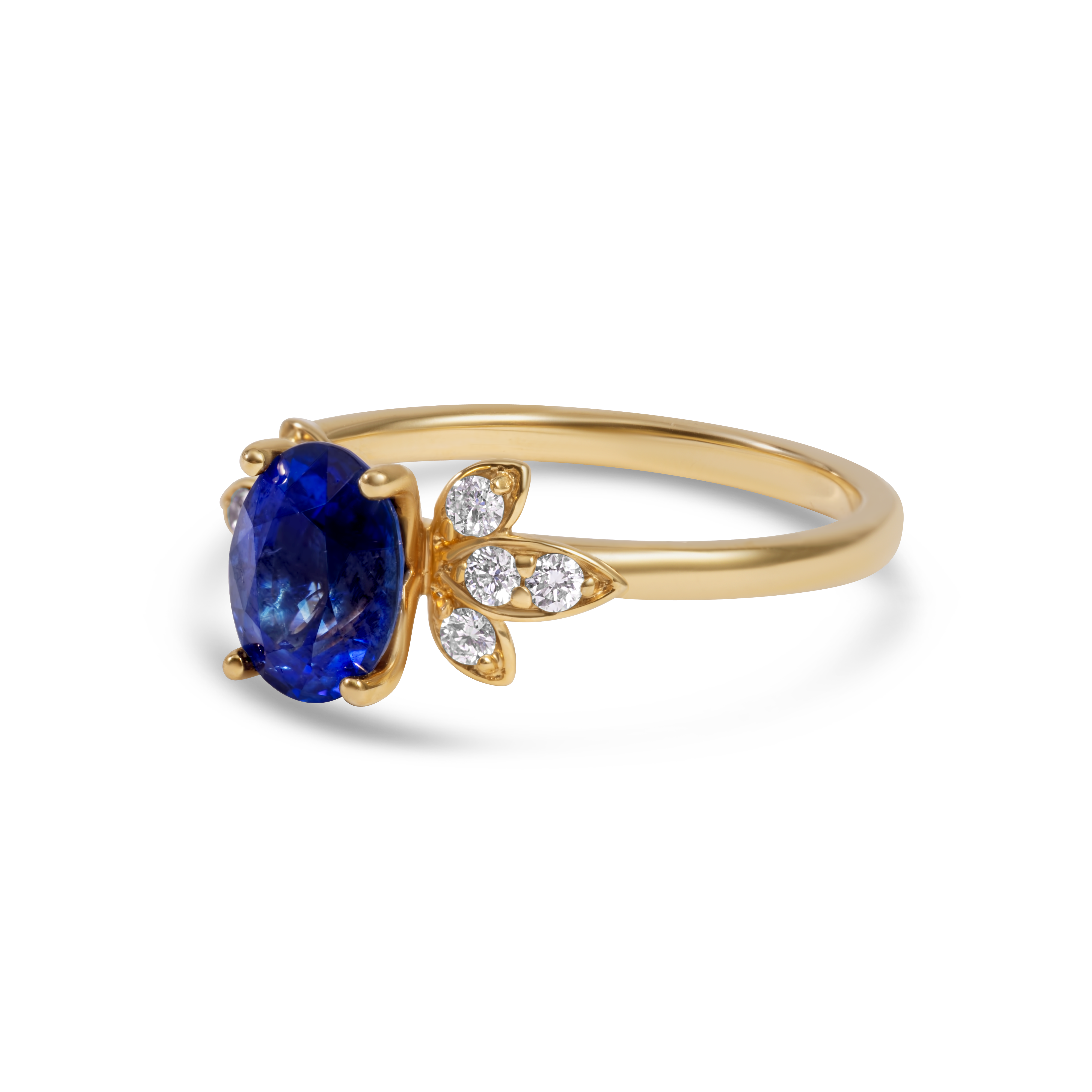 Blue Sapphire & Diamond Ring | 14K Gold