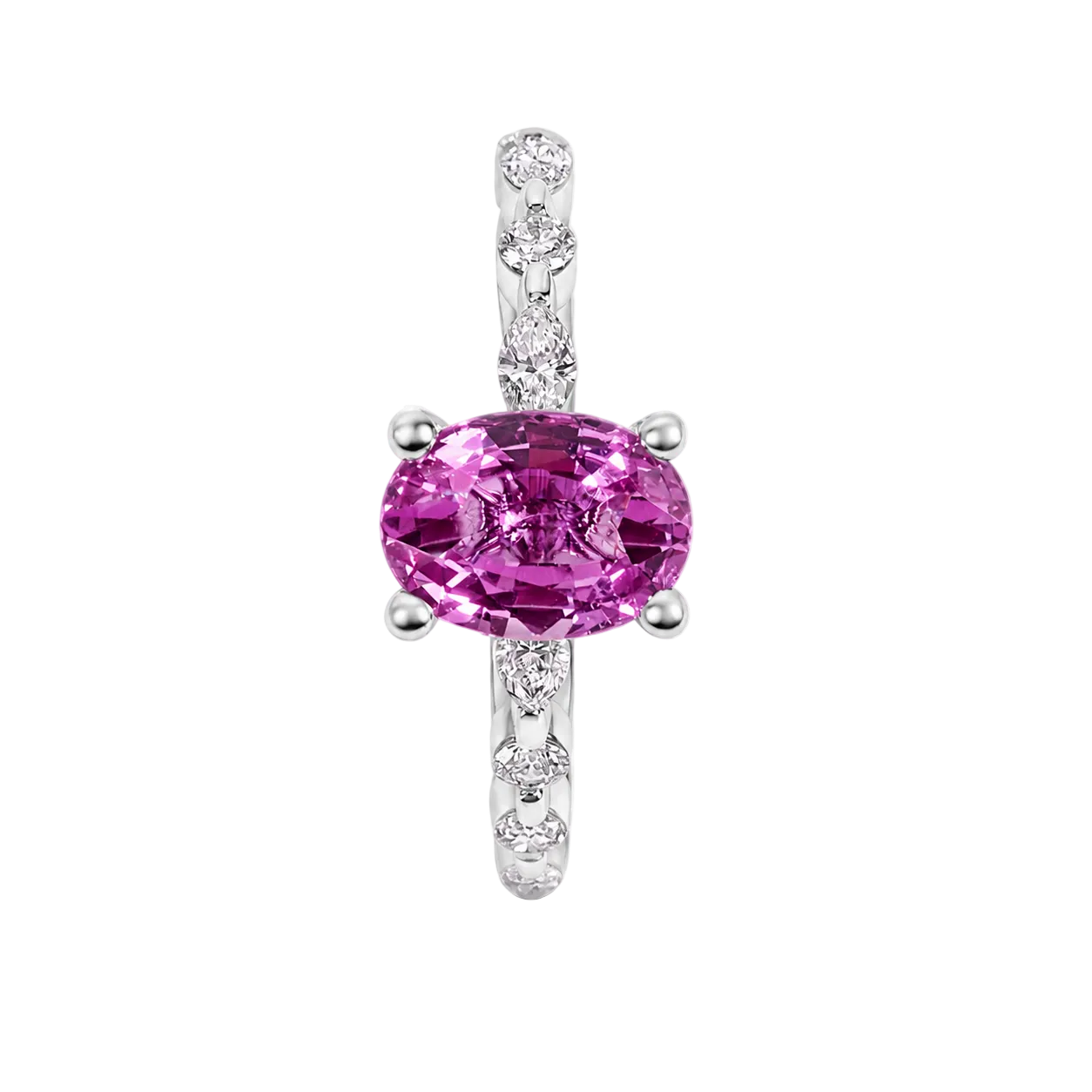 Pink Sapphire & Diamond Ring | 14K Gold