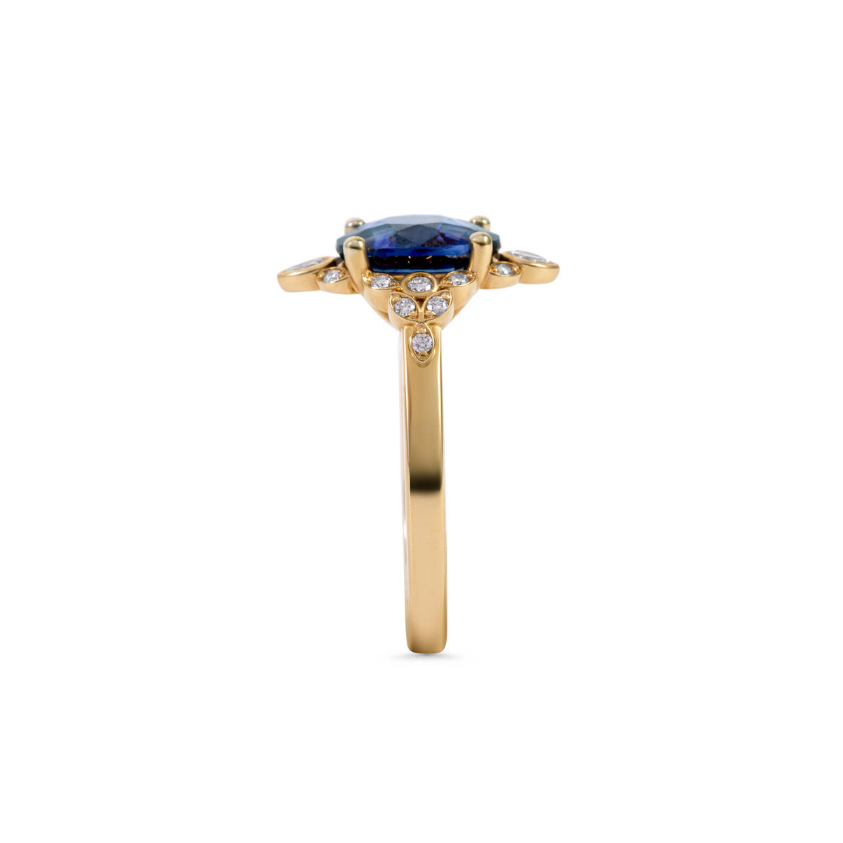 Blue Sapphire and Diamond Ring | 14K Gold