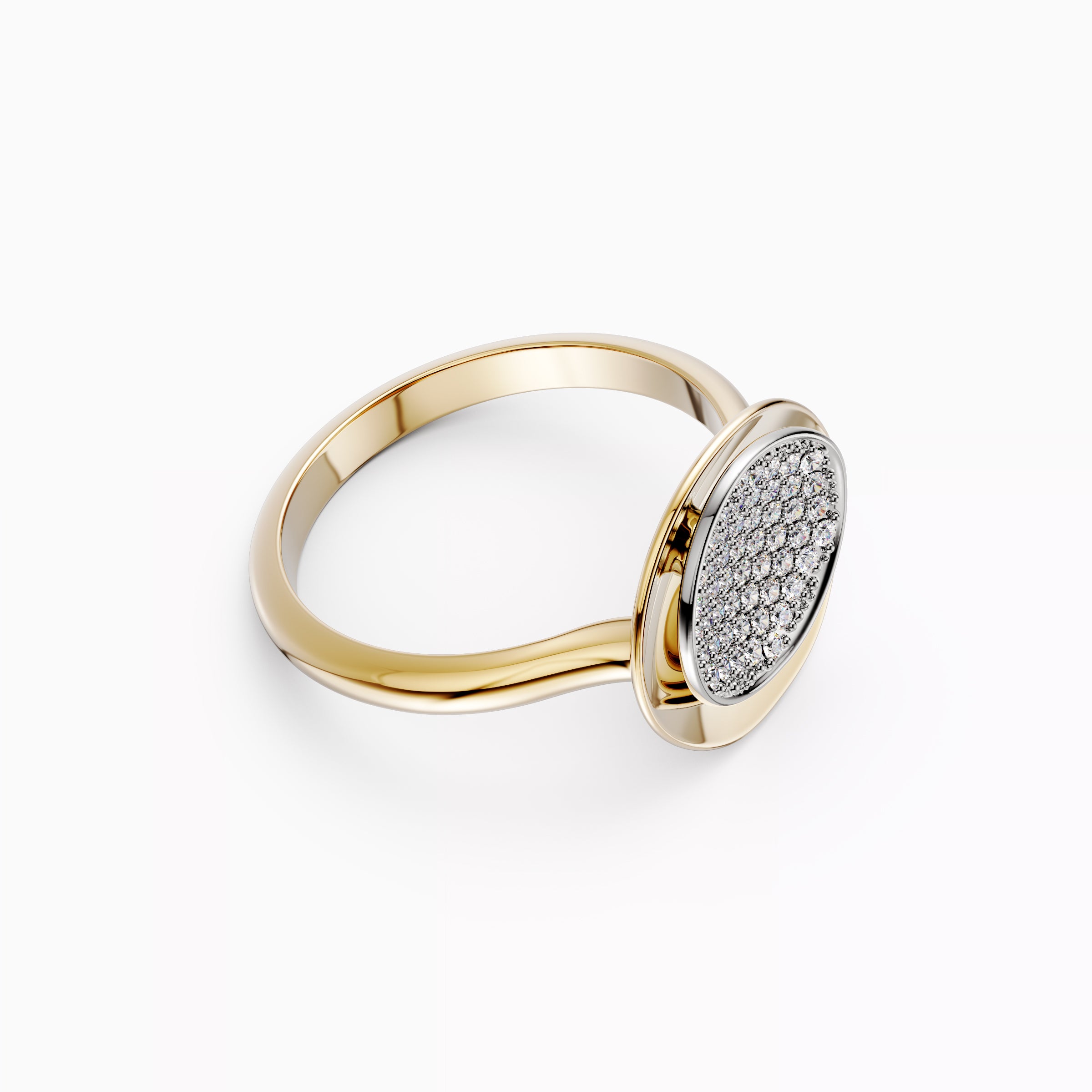 Bague bicolore en or 18 carats et platine, sertie d'un diamant flottant