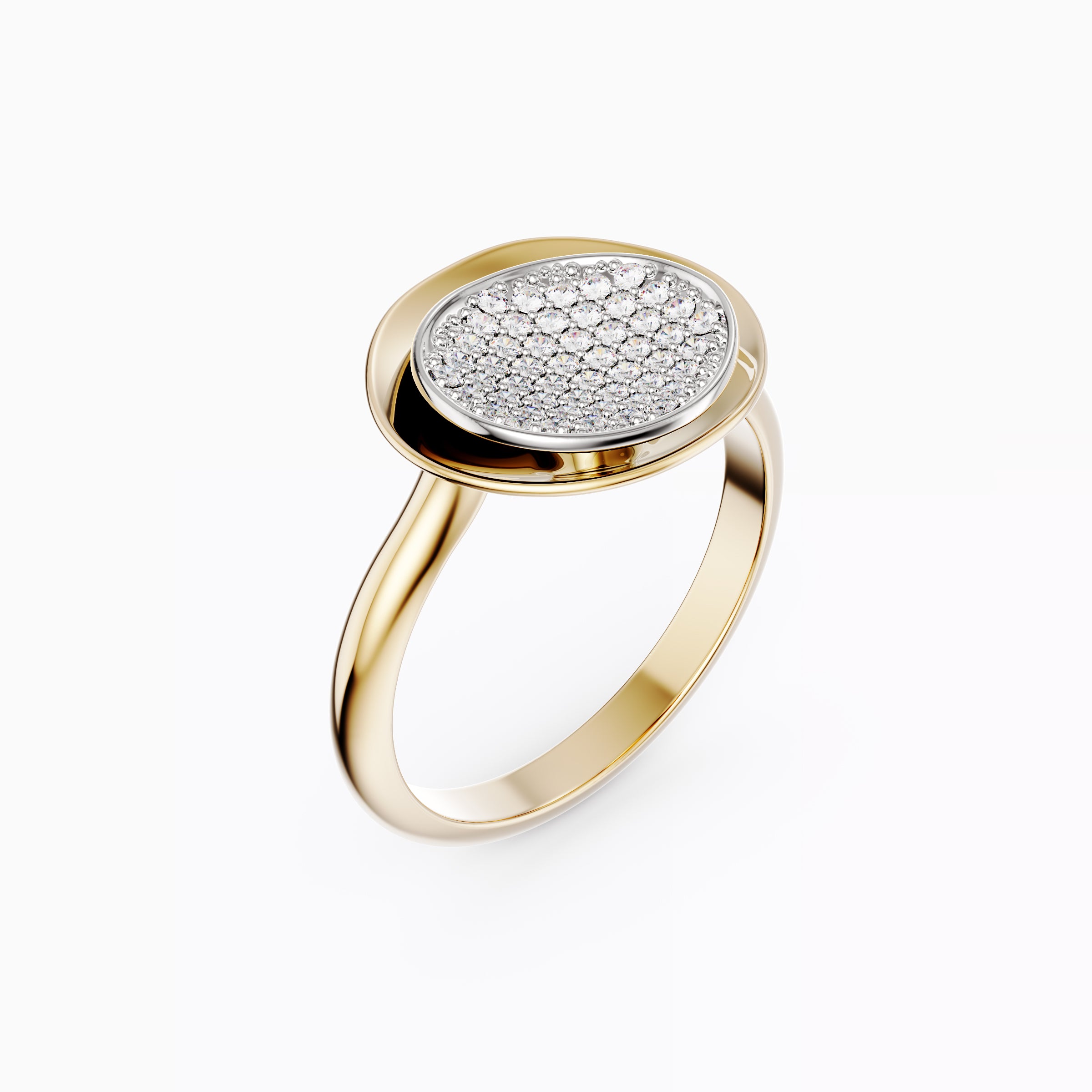 Bague bicolore en or 18 carats et platine, sertie d'un diamant flottant