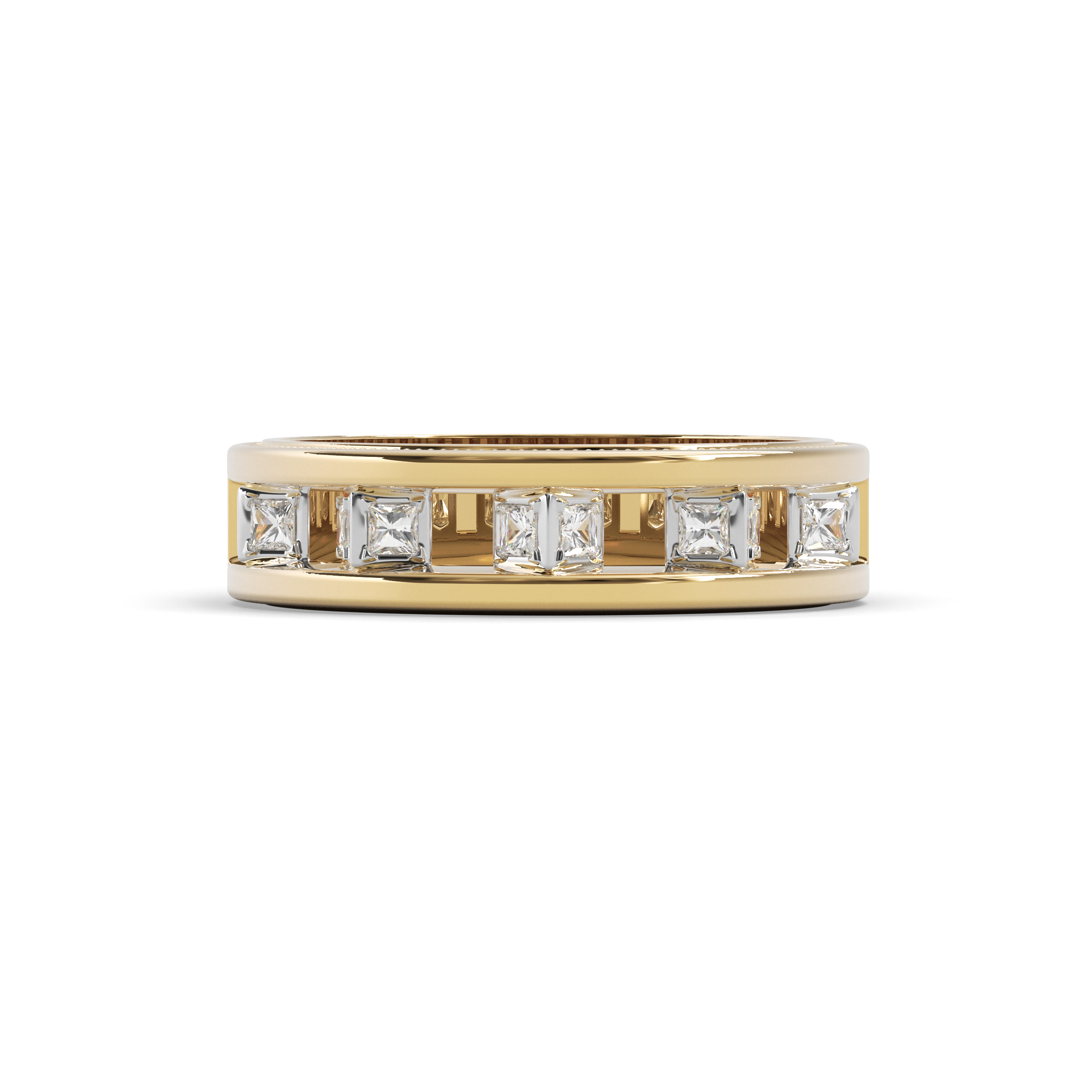 Diamond gallery eternity wedding band | 18K Gold and Platinum