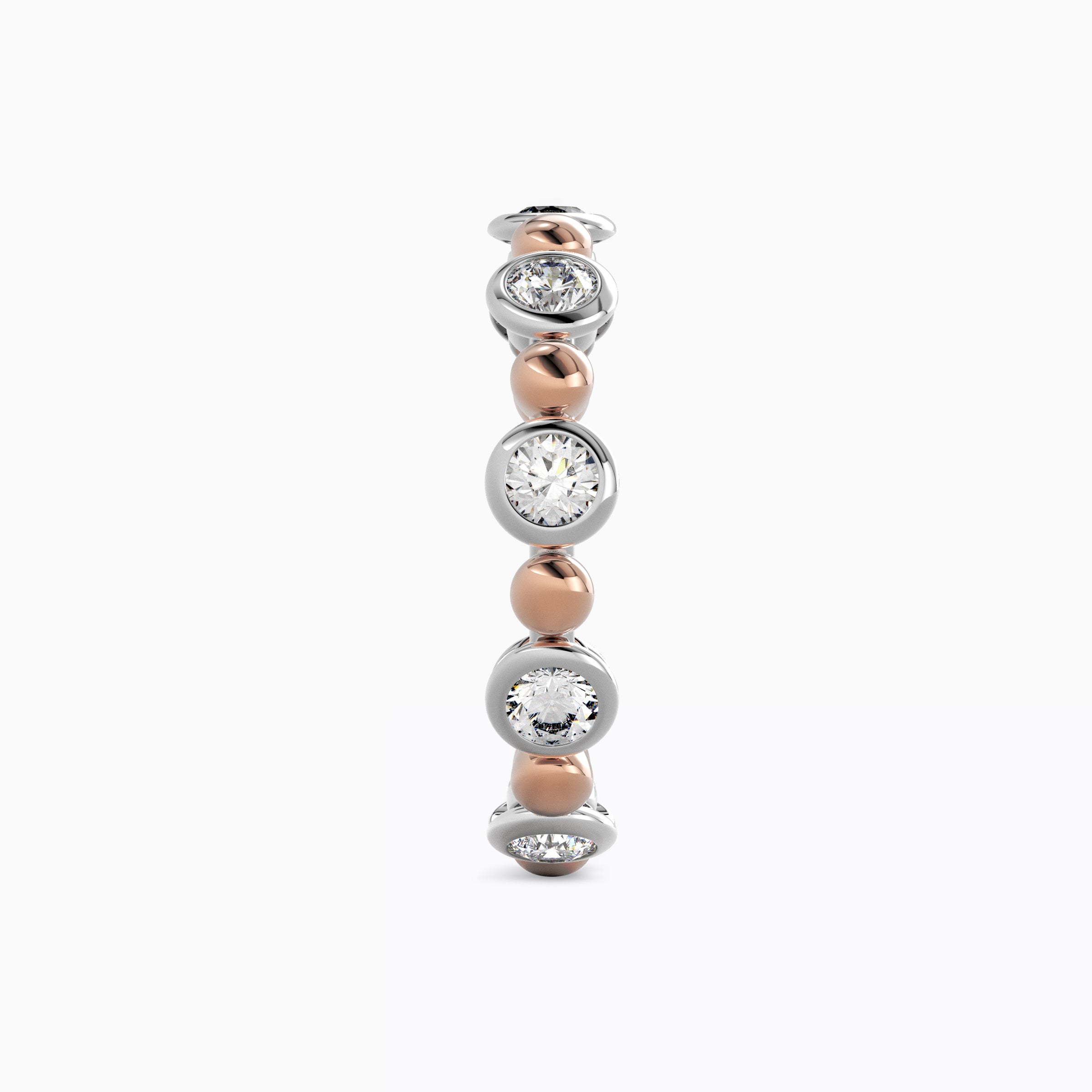 Spherical Wedding Band in 18K Rose Gold and Platinum with Diamonds