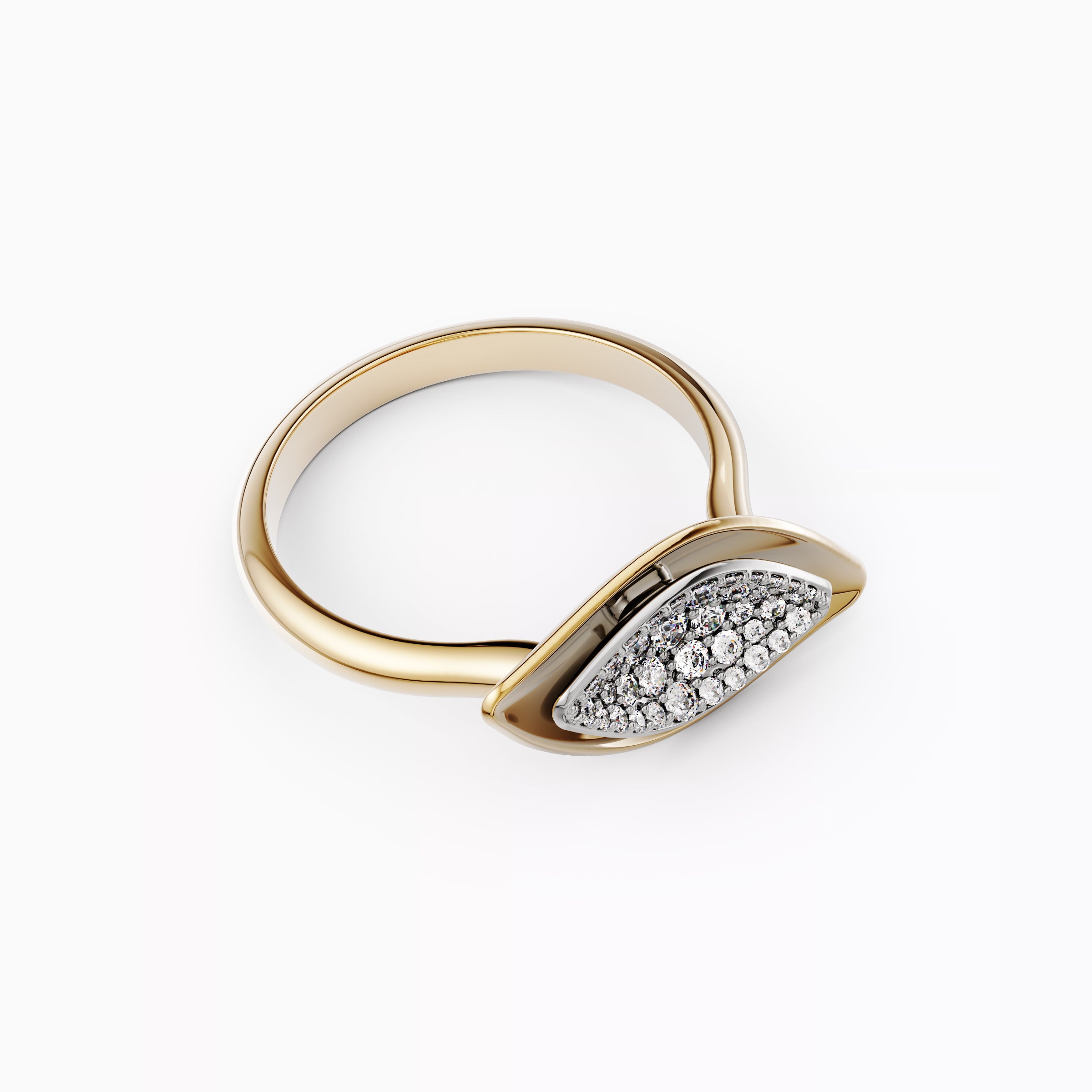 Nature-inspired diamond two-tone ring 18K Gold | Platinum