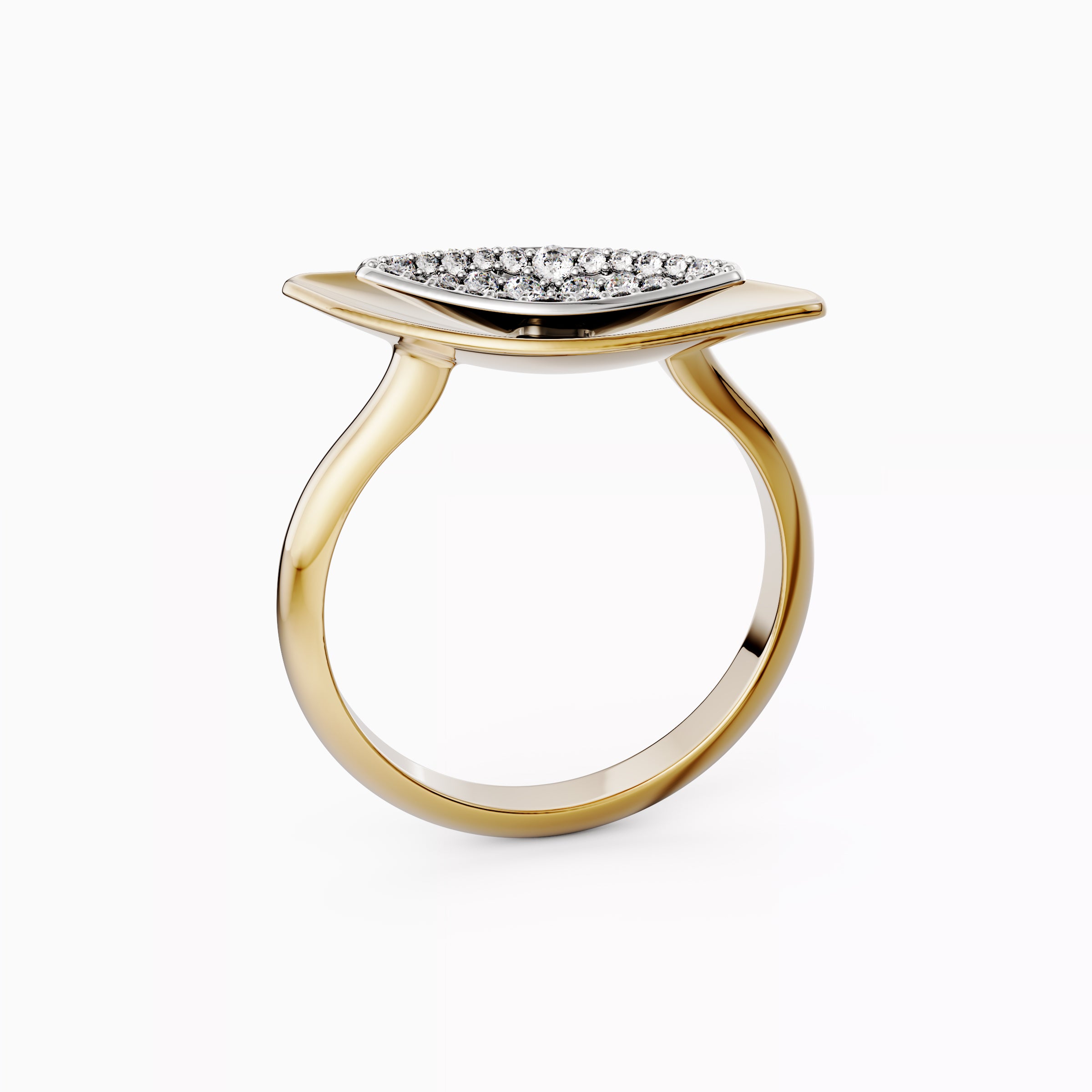 Nature-inspired diamond two-tone ring 18K Gold | Platinum