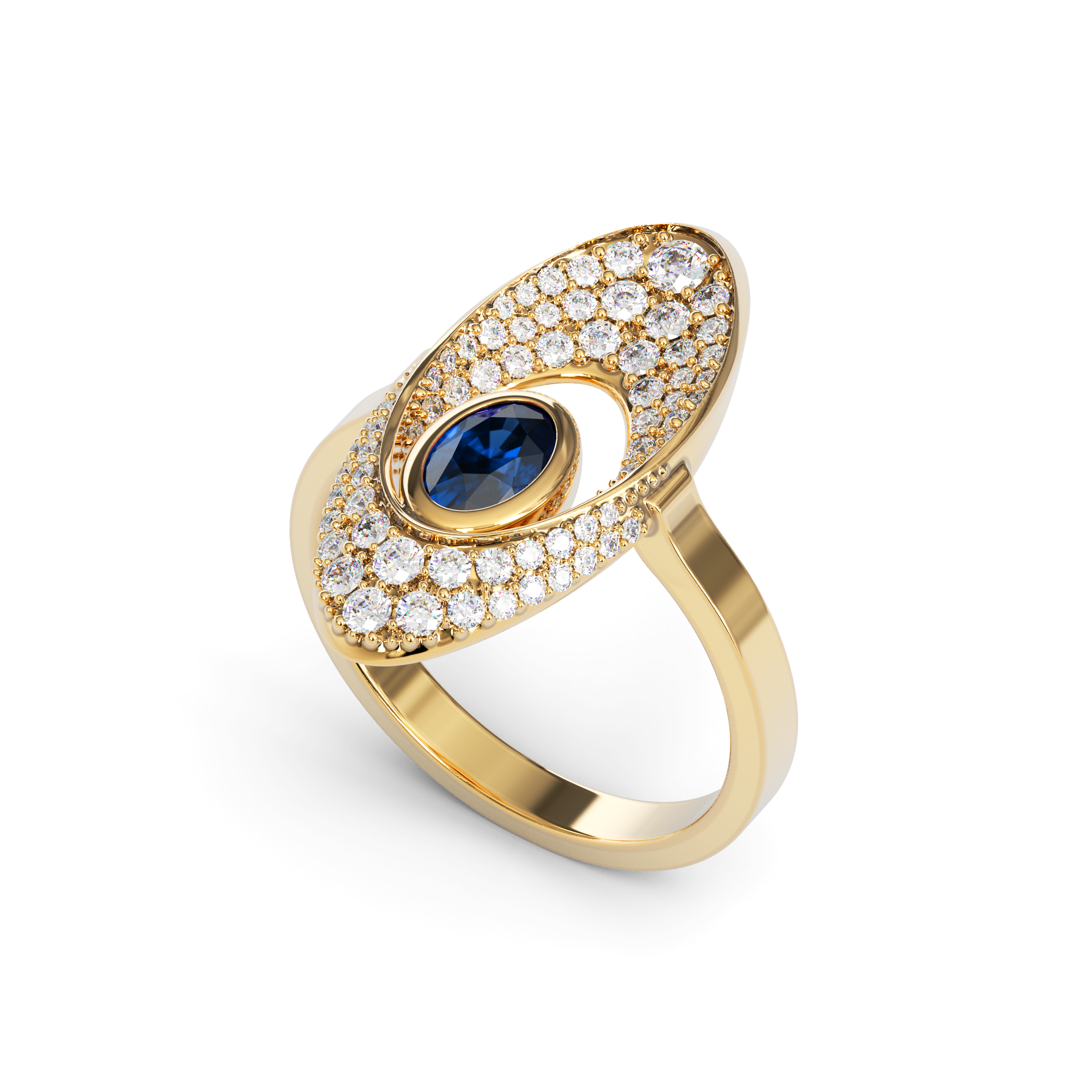 Diamond and Sapphire Ring | 18K Gold