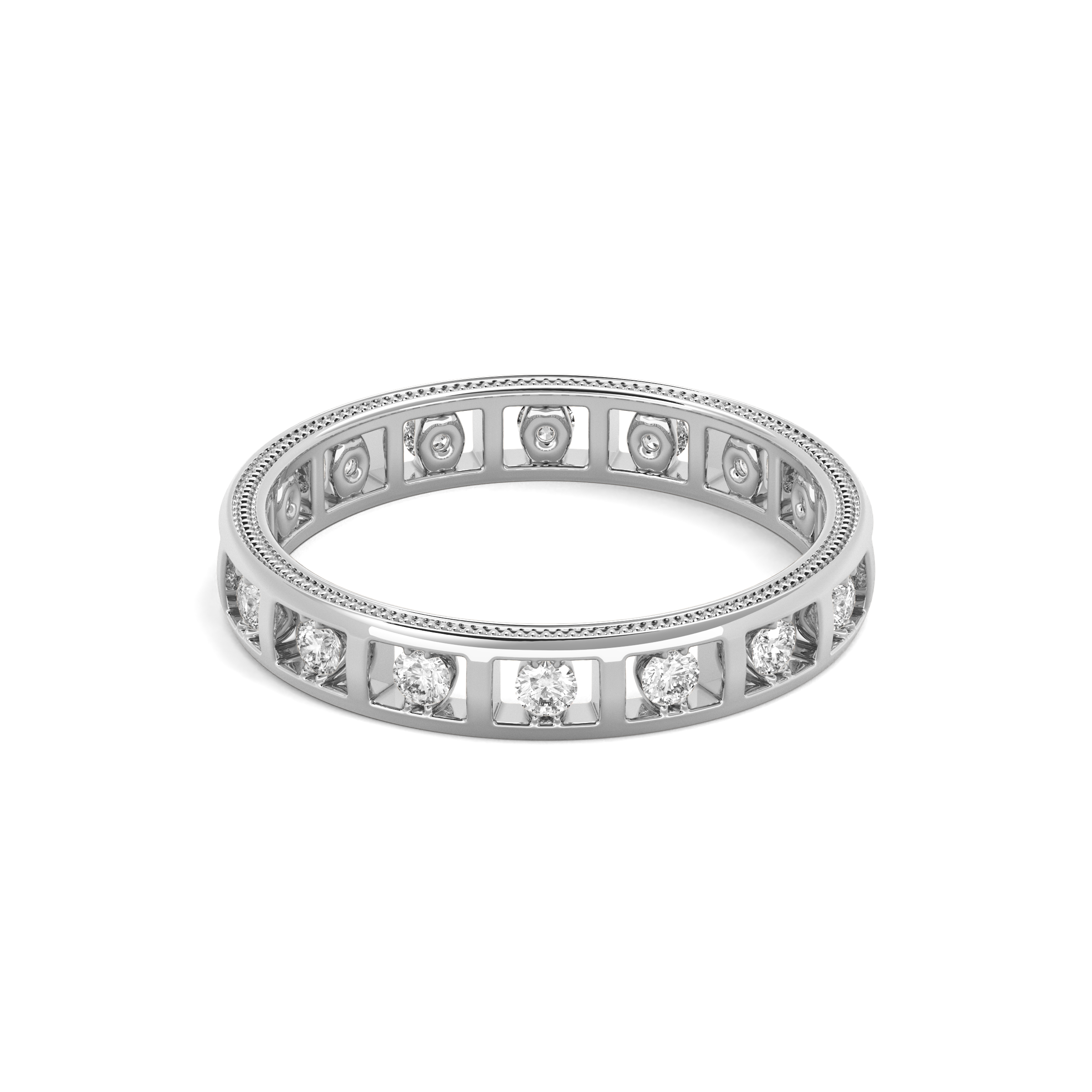 Bague sertie de diamants en canal | Platine