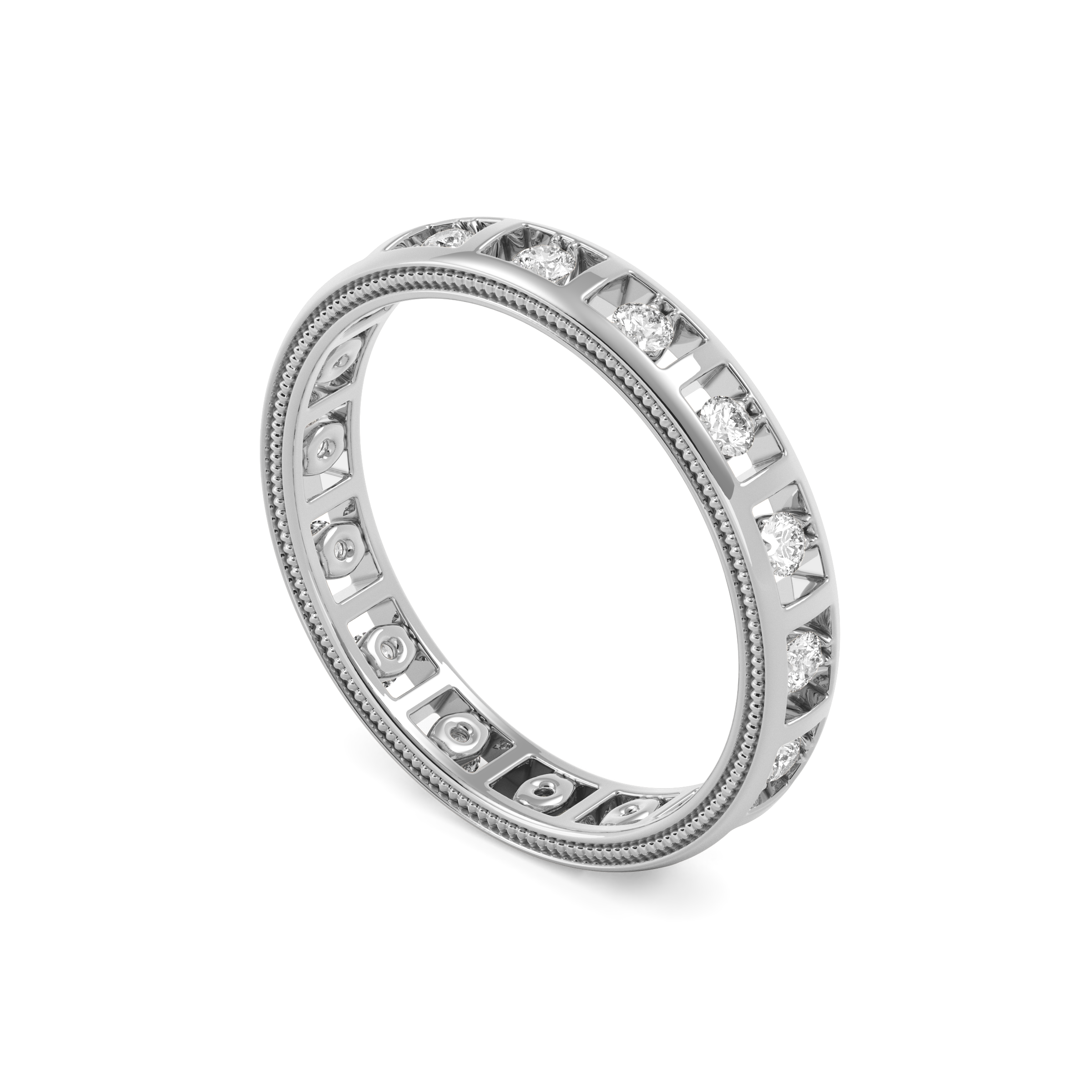 Bague sertie de diamants en canal | Platine