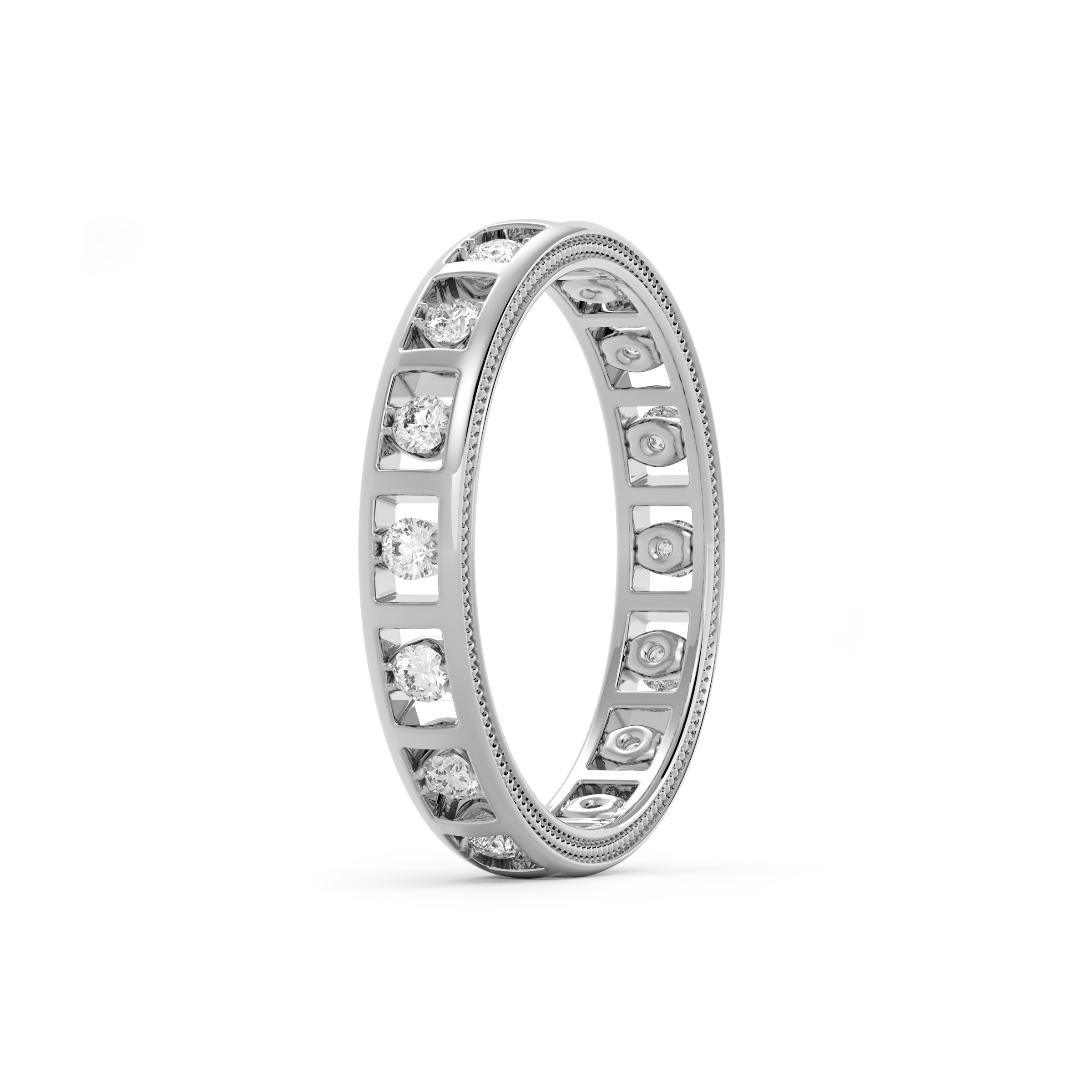 Bague sertie de diamants en canal | Platine