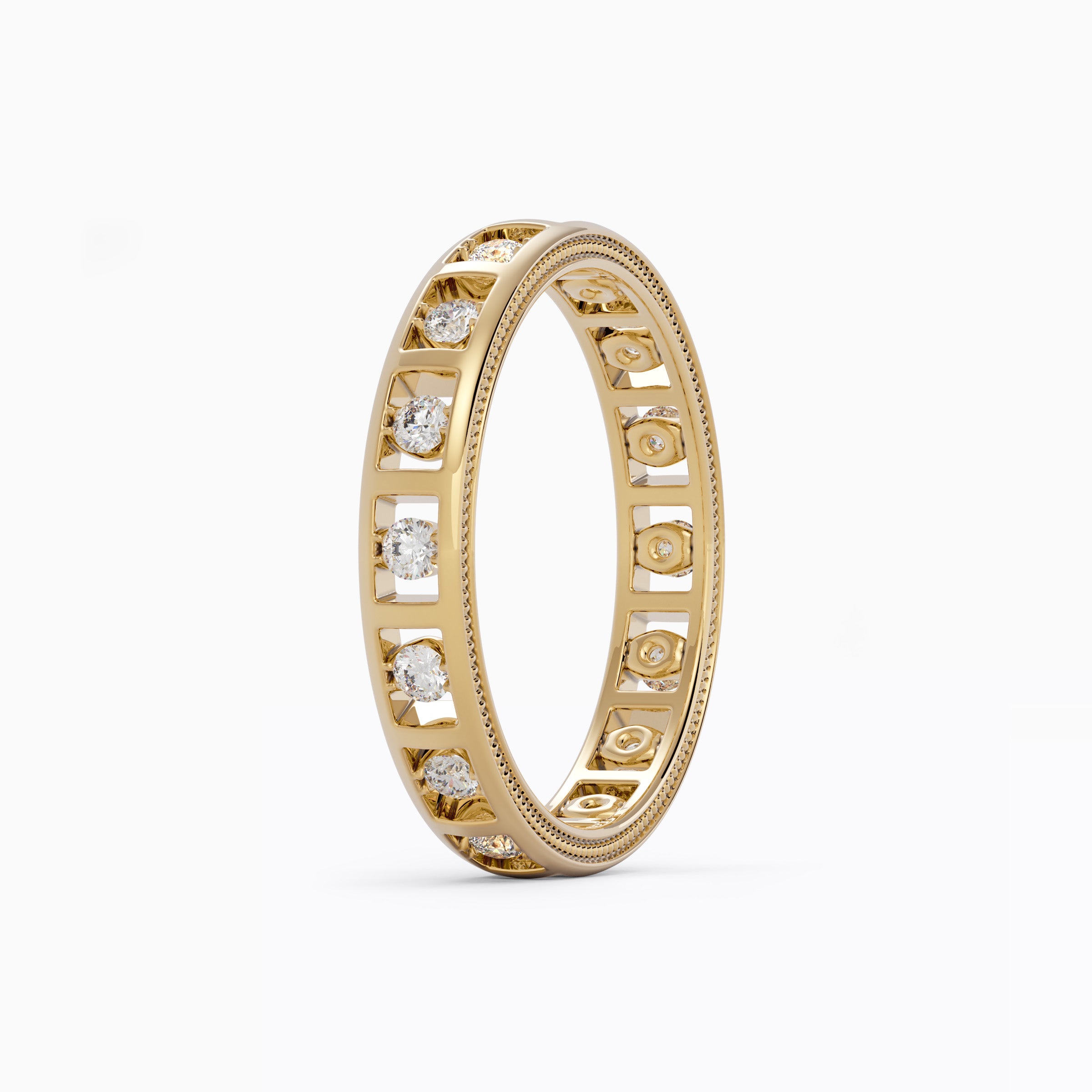 Bague sertie de diamants en canal | Or 18 carats