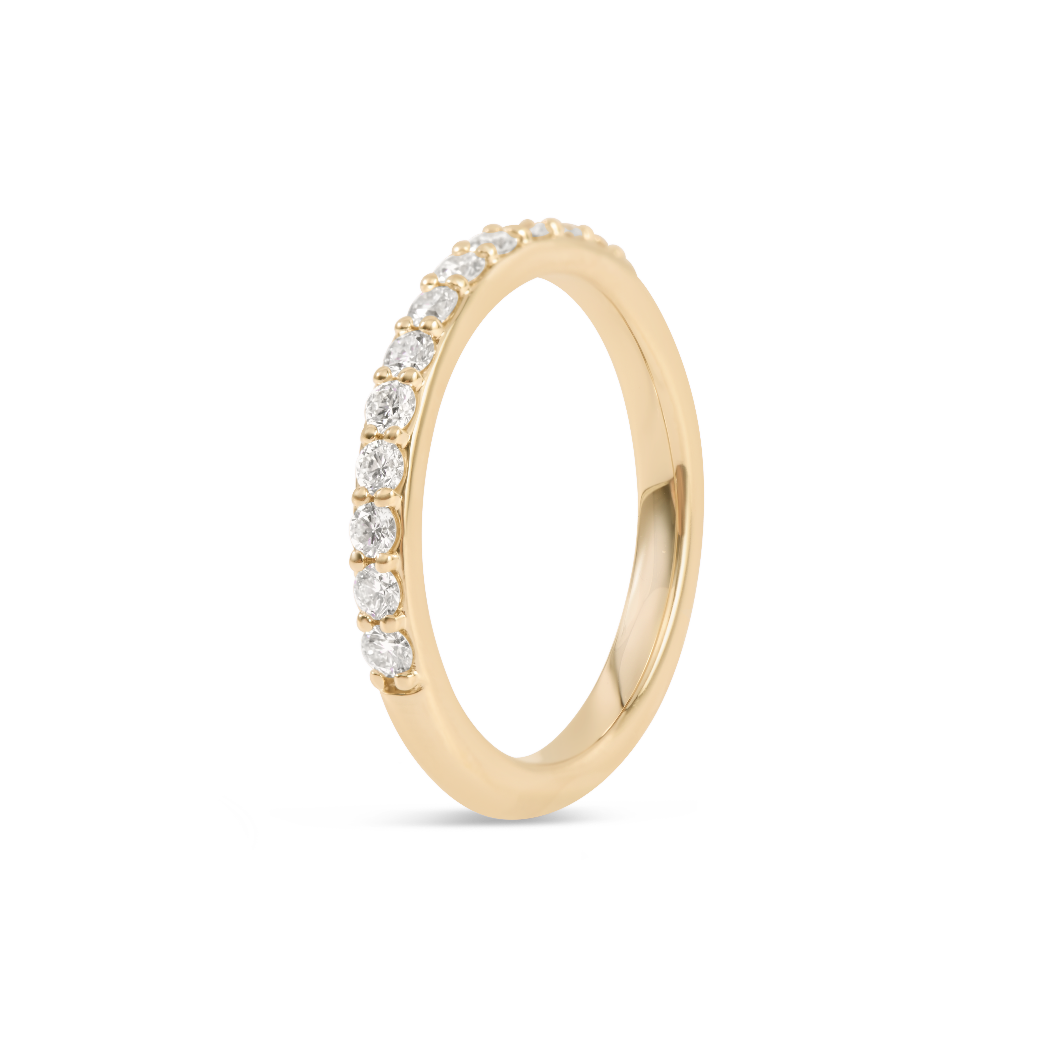 Diamond Shared Prong Wedding Band| 14K Gold