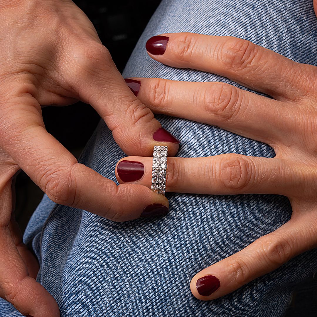 Diamond Double Row Wedding Band in 14K Gold
