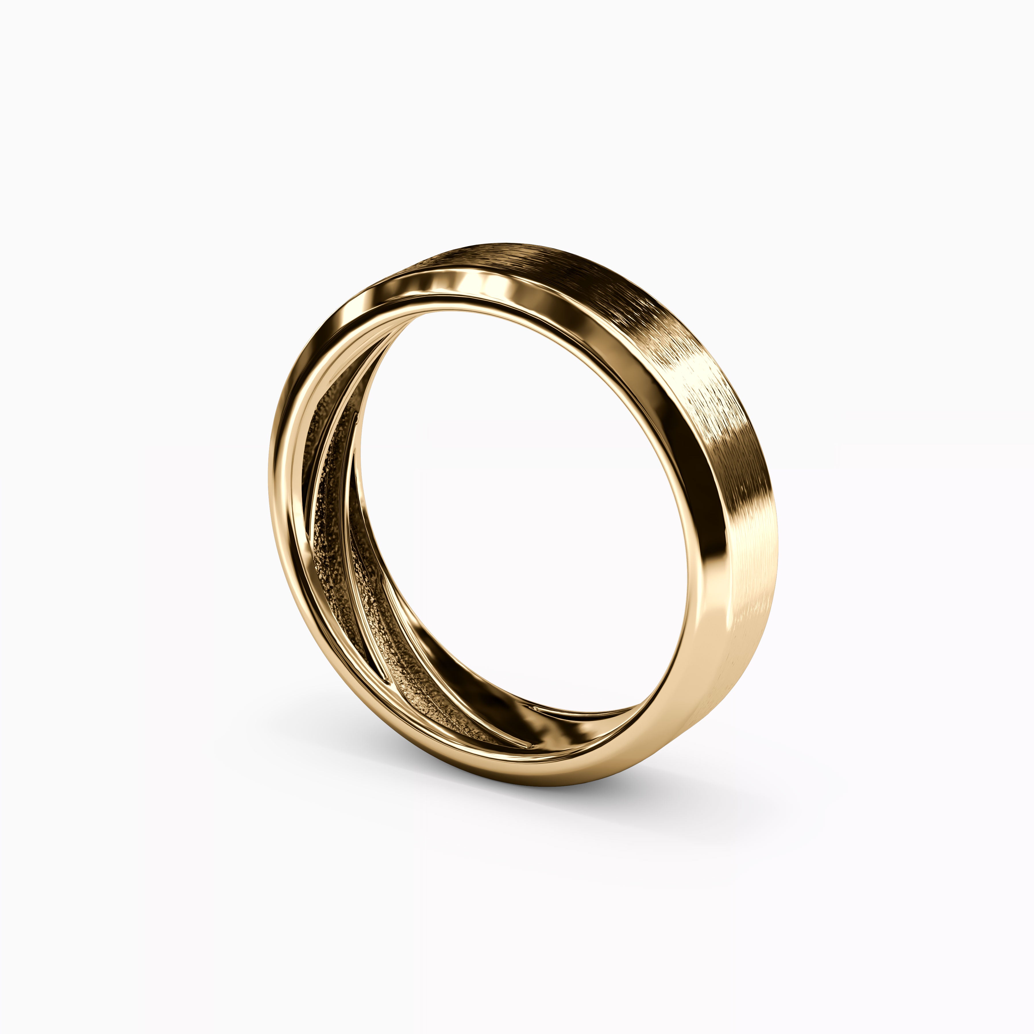 Sandpaper Finish Wedding Band in 18K Gold
