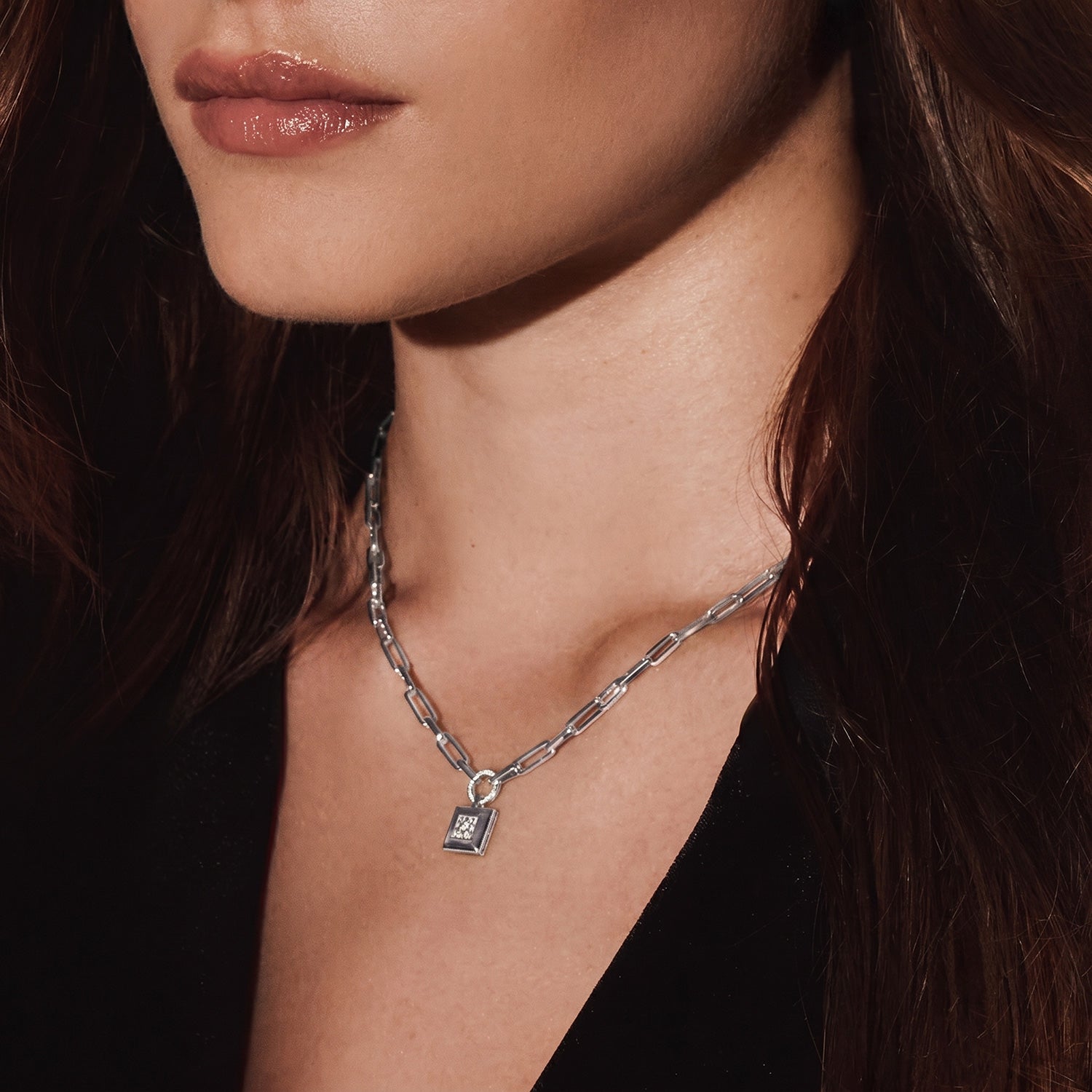 Diamond paperclip necklace | Platinum