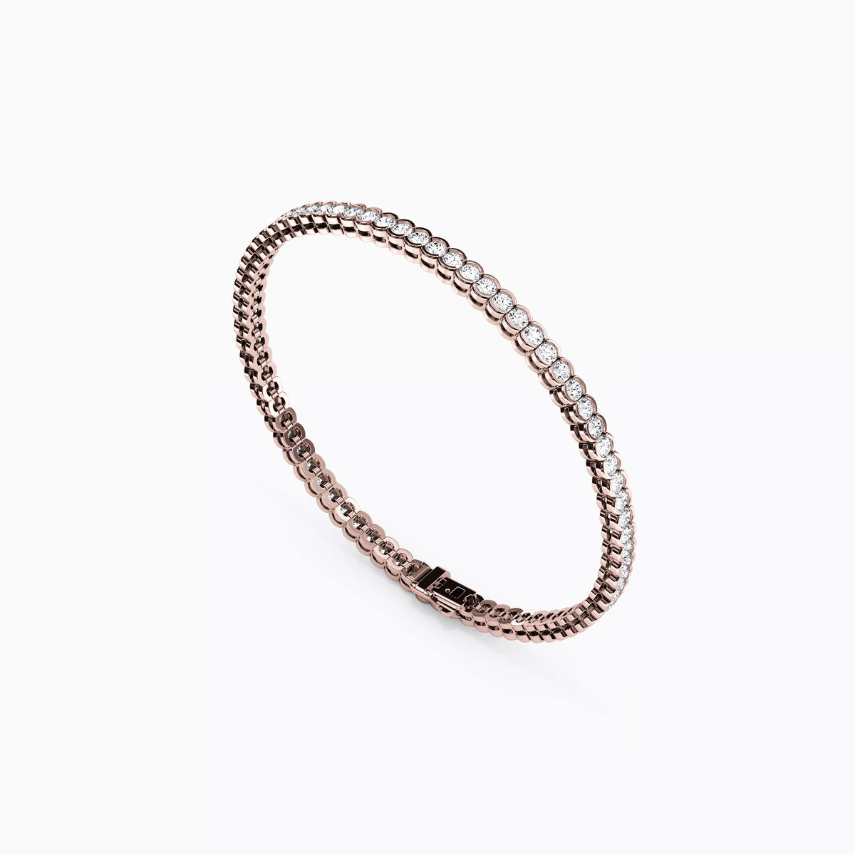 Bracelet de tennis en or 14 carats serti de diamants (3,33 carats au total).