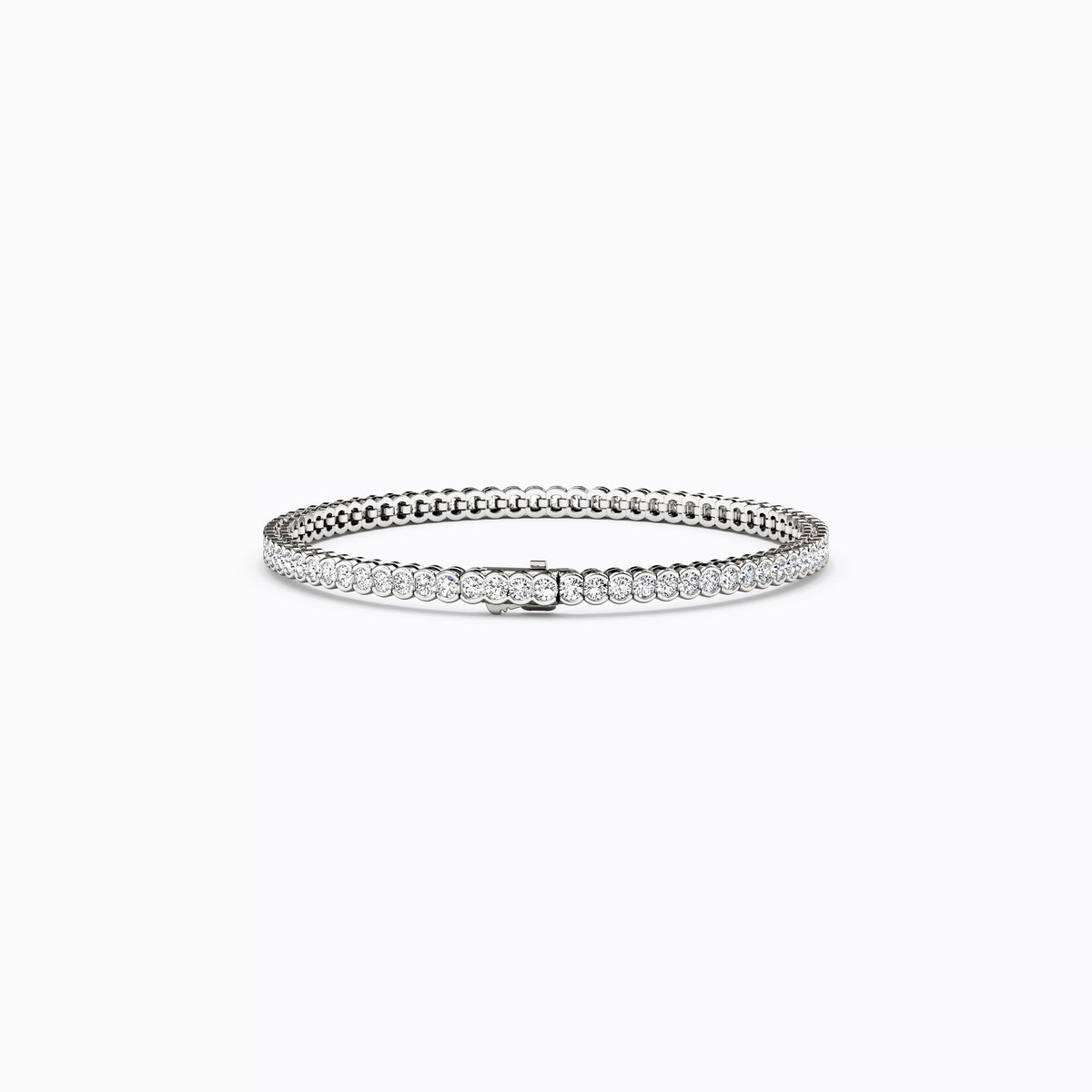 Bracelet de tennis en or 14 carats serti de diamants (3,33 carats au total).