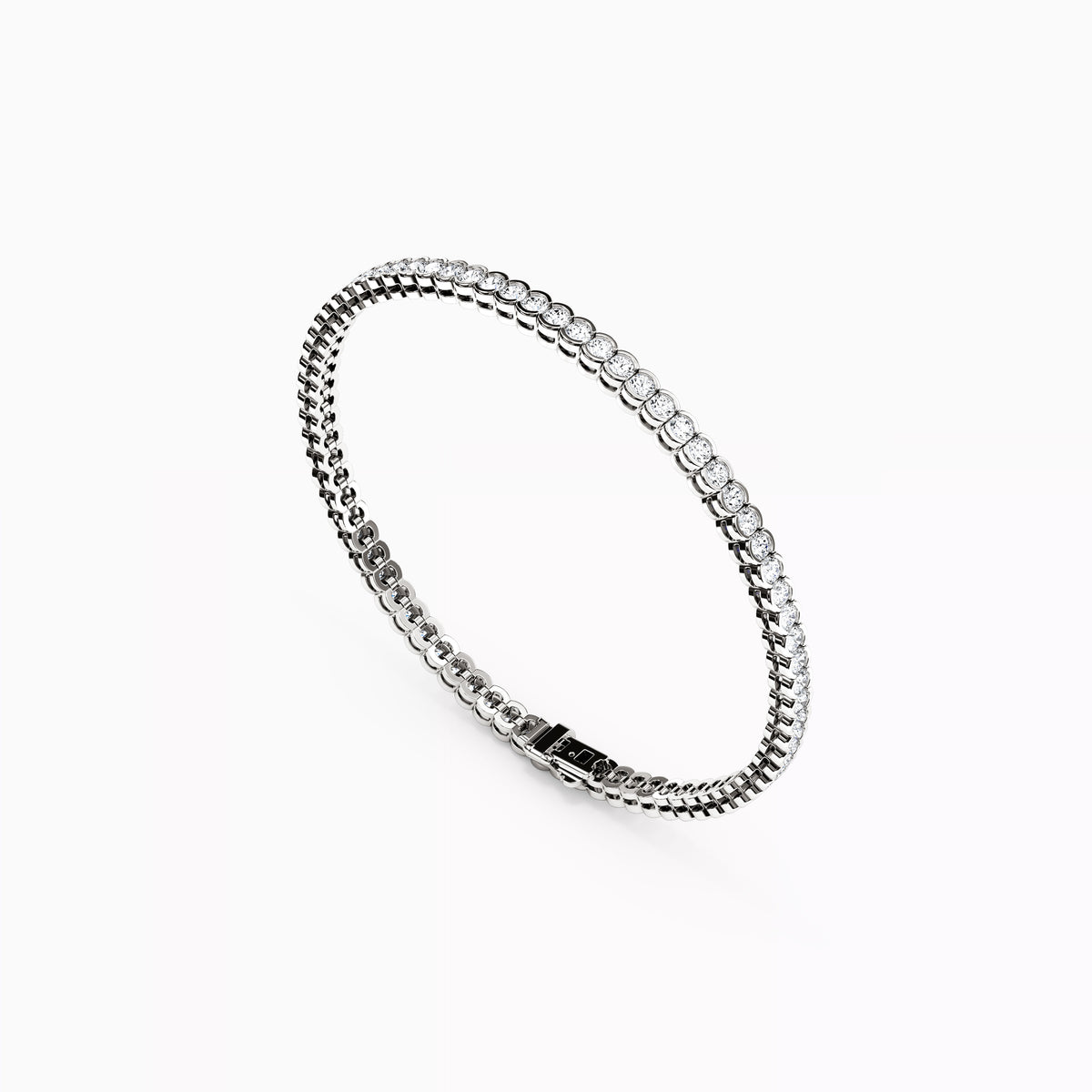 Bracelet de tennis en or 14 carats serti de diamants (3,33 carats au total).