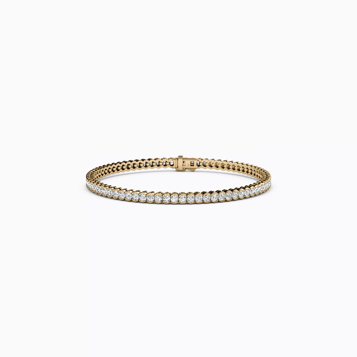 Bracelet de tennis en or 14 carats serti de diamants (3,33 carats au total).